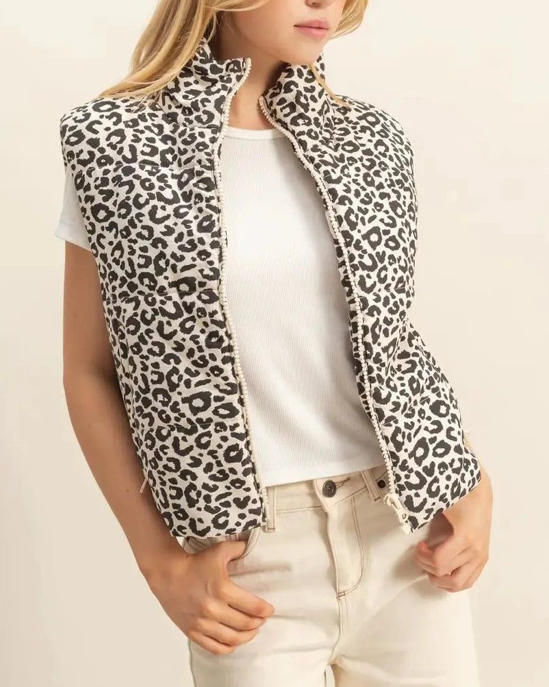 Black and white Leopard print Vest