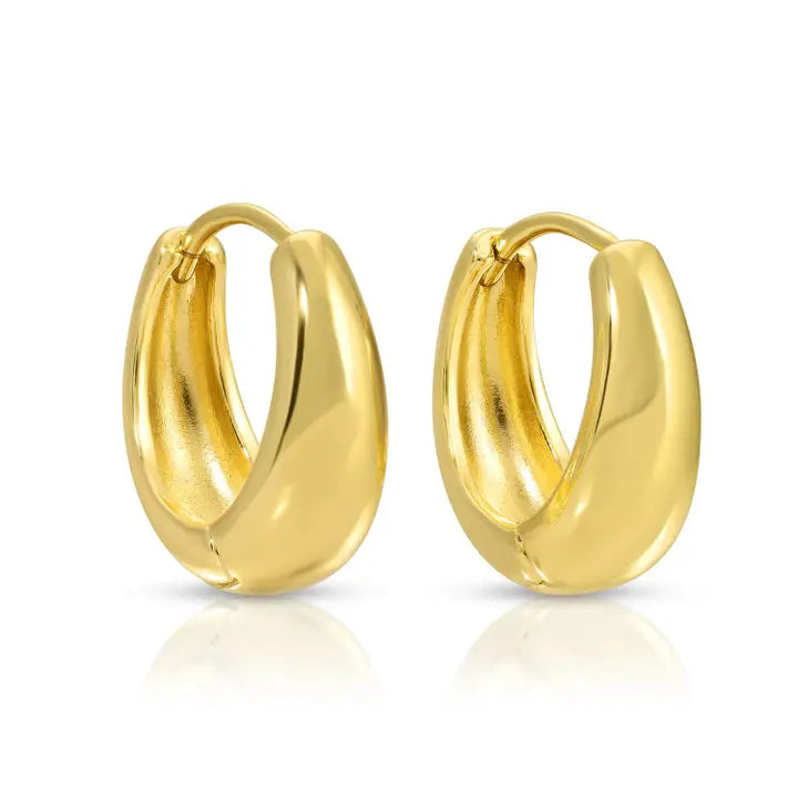 Simple and Narrow Wide Huggie Earrings
