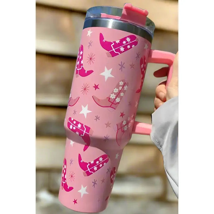 Pink 40 oz Western Boot Tumbler