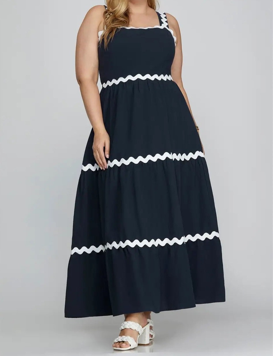 Plus Size Opulence Navy Blue Dress