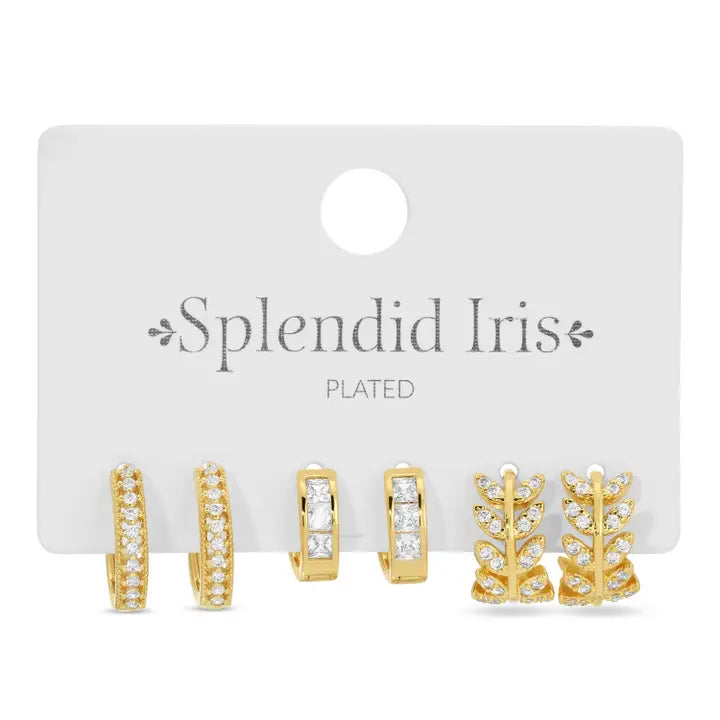Gold Huggie Earring Set