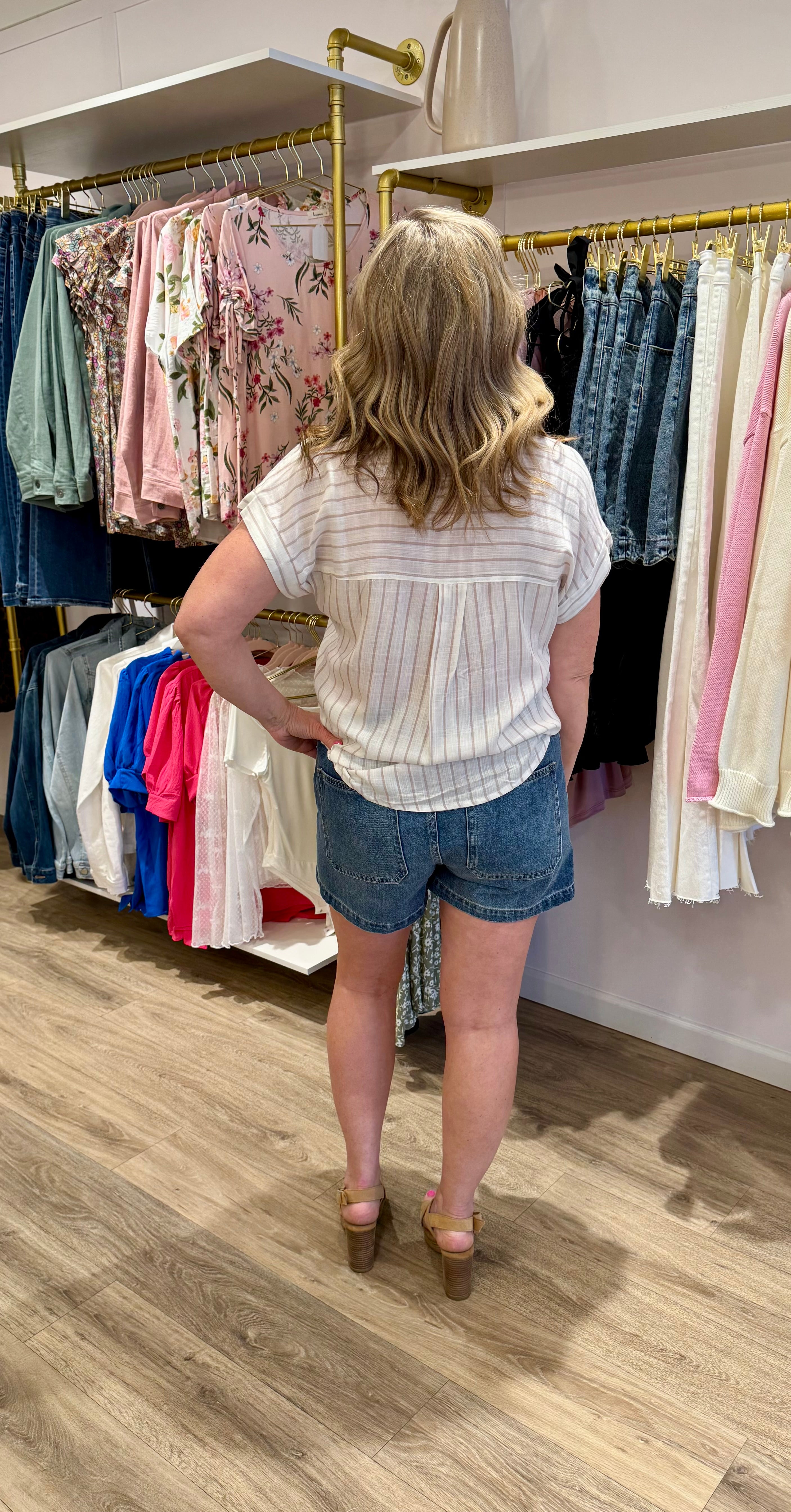 Dark Denim Paper Bag Shorts