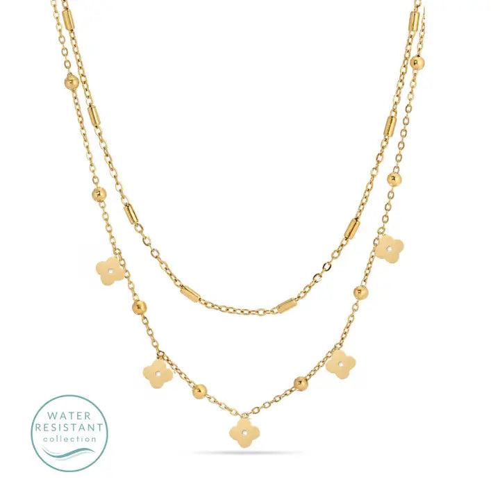 Multi flower double layer necklace