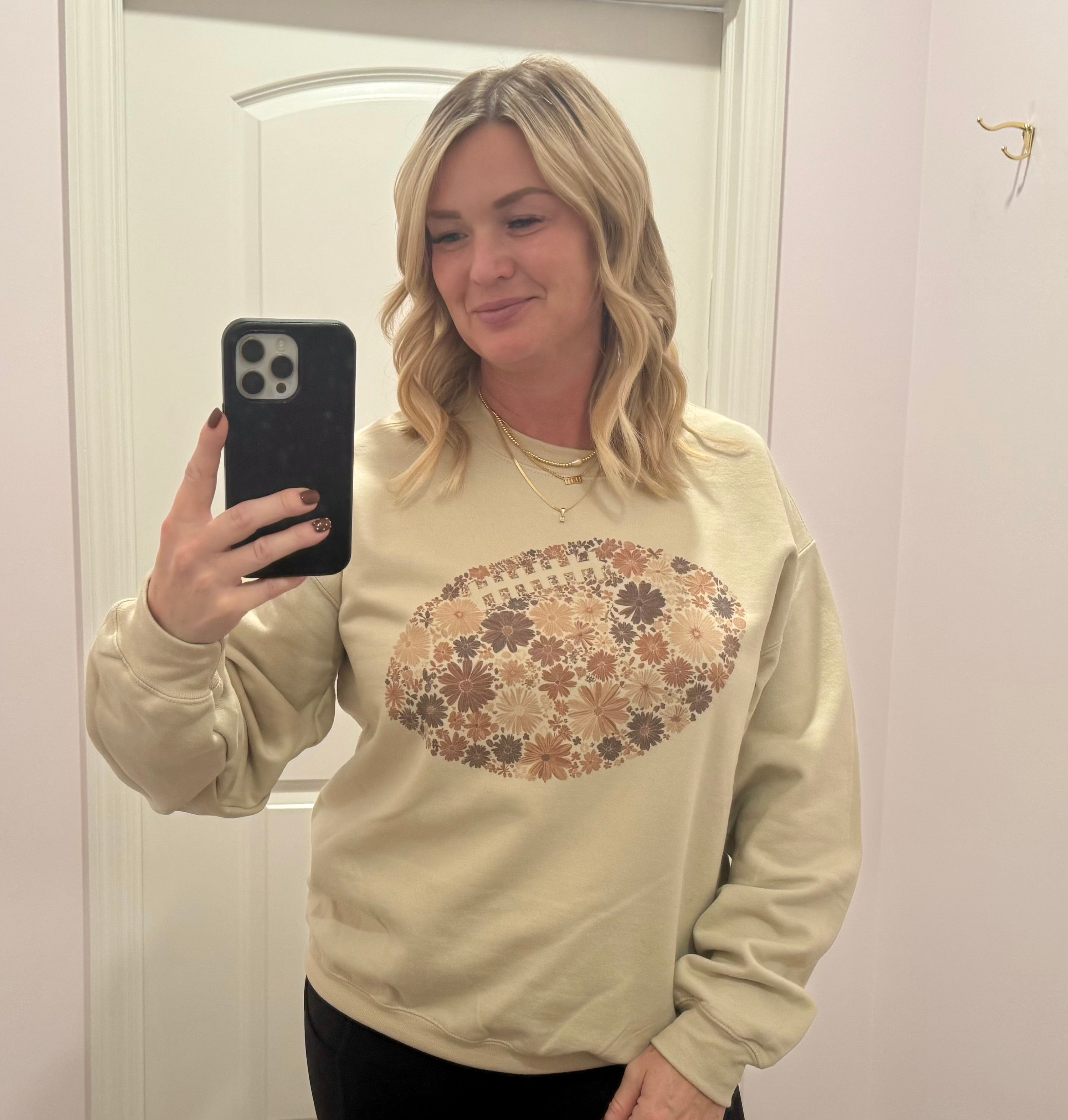 Floral Football Graphic Crewneck