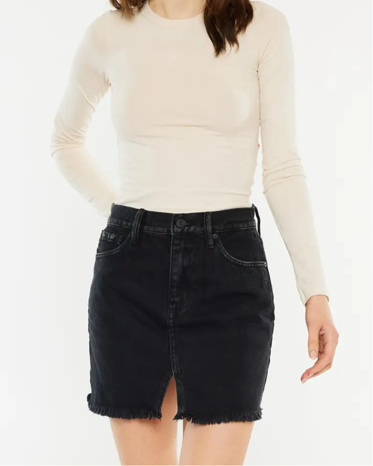 Kan Can Black Denim Skirt