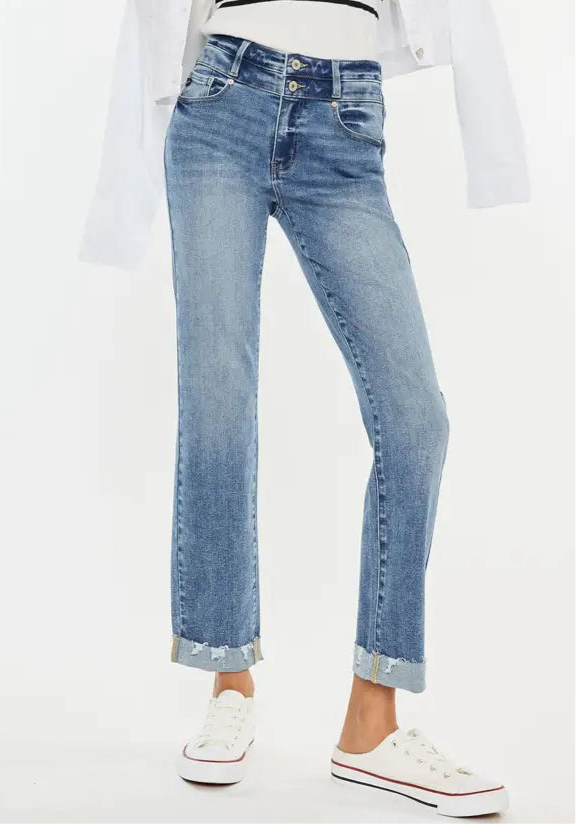 Kan Can Slim Straight Jean with Cuff