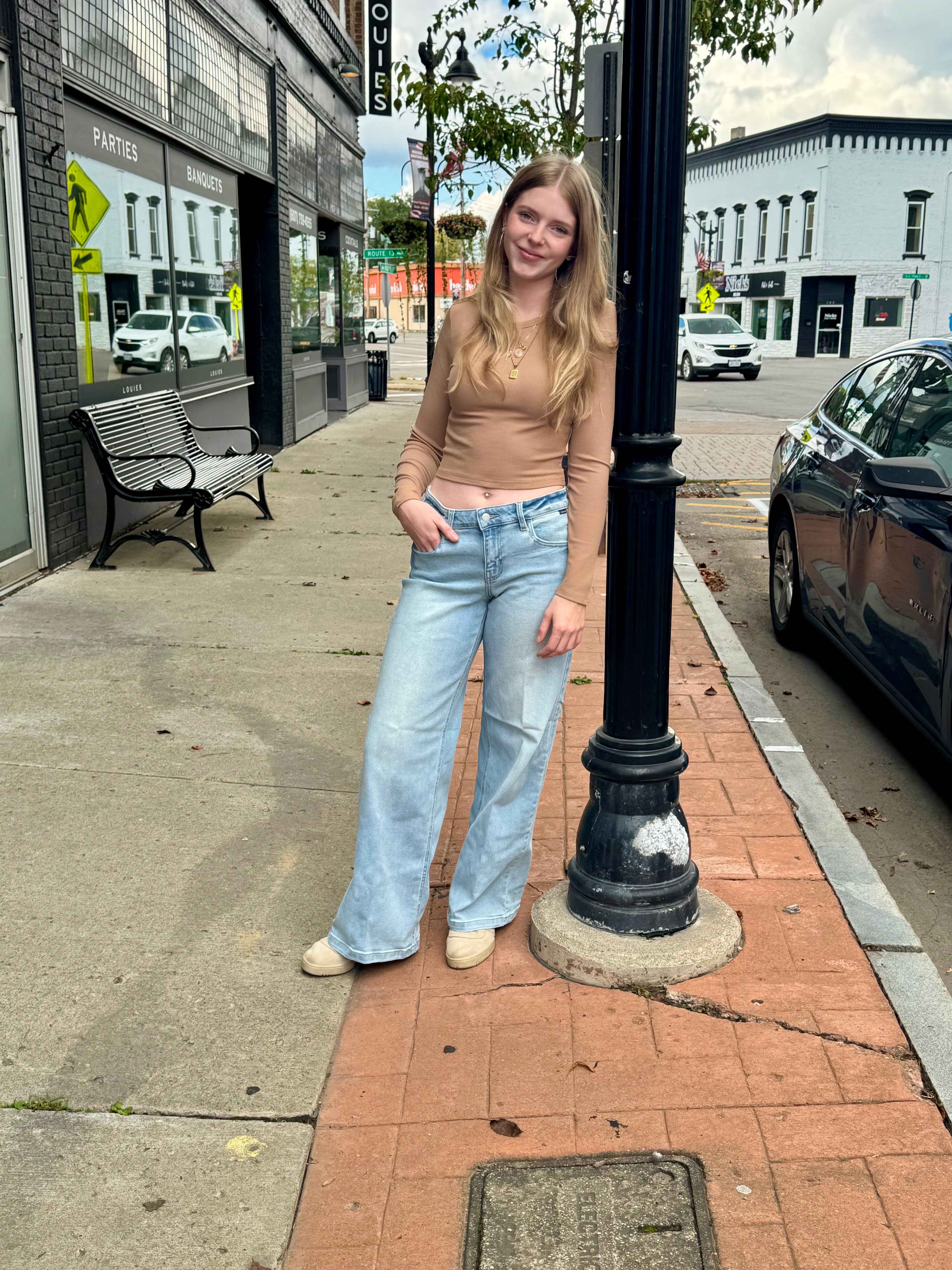 Basic Long Sleeve Knit Crop Top/ More Colors