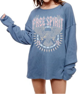 Teal Oversized Free Spirit Long Sleeve