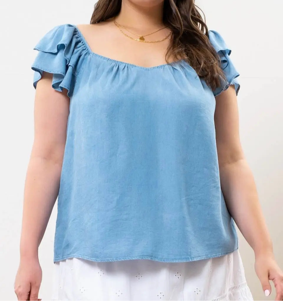 Plus Size Effortless Chambray Top