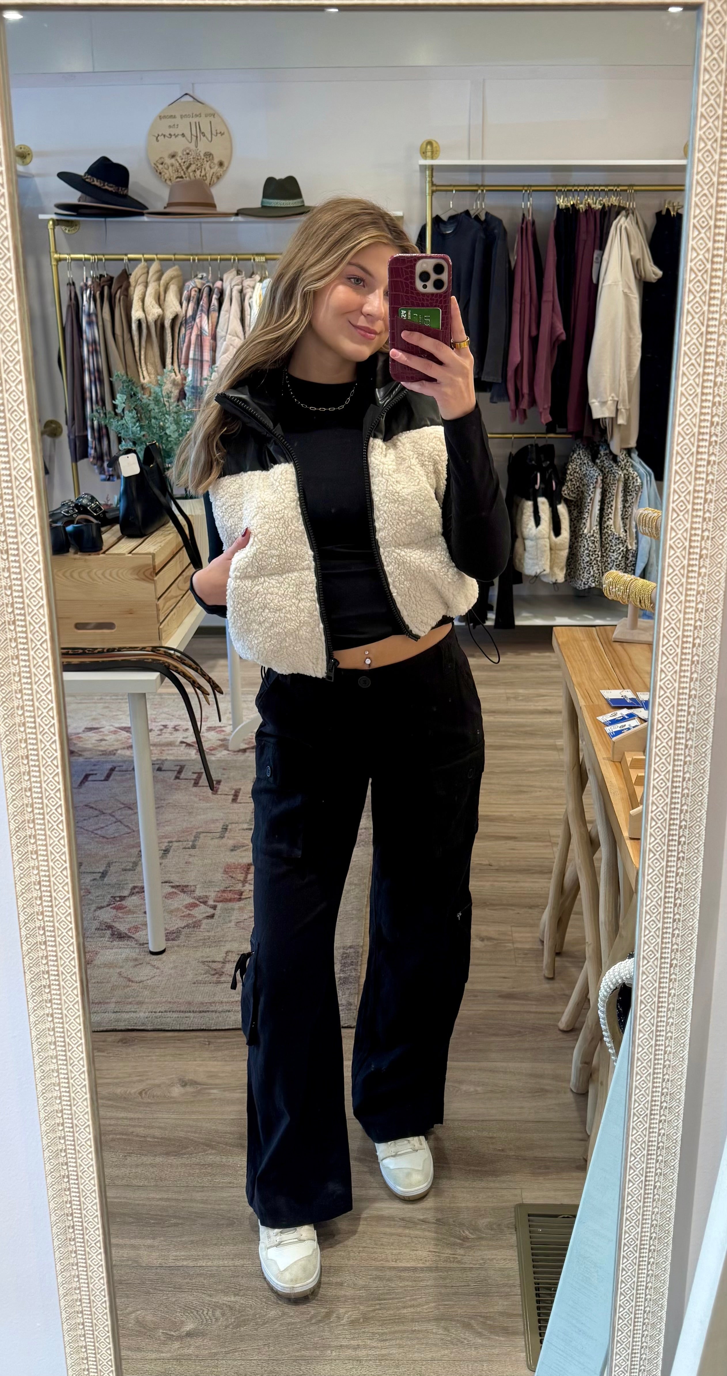 Sherpa and Leather Vest