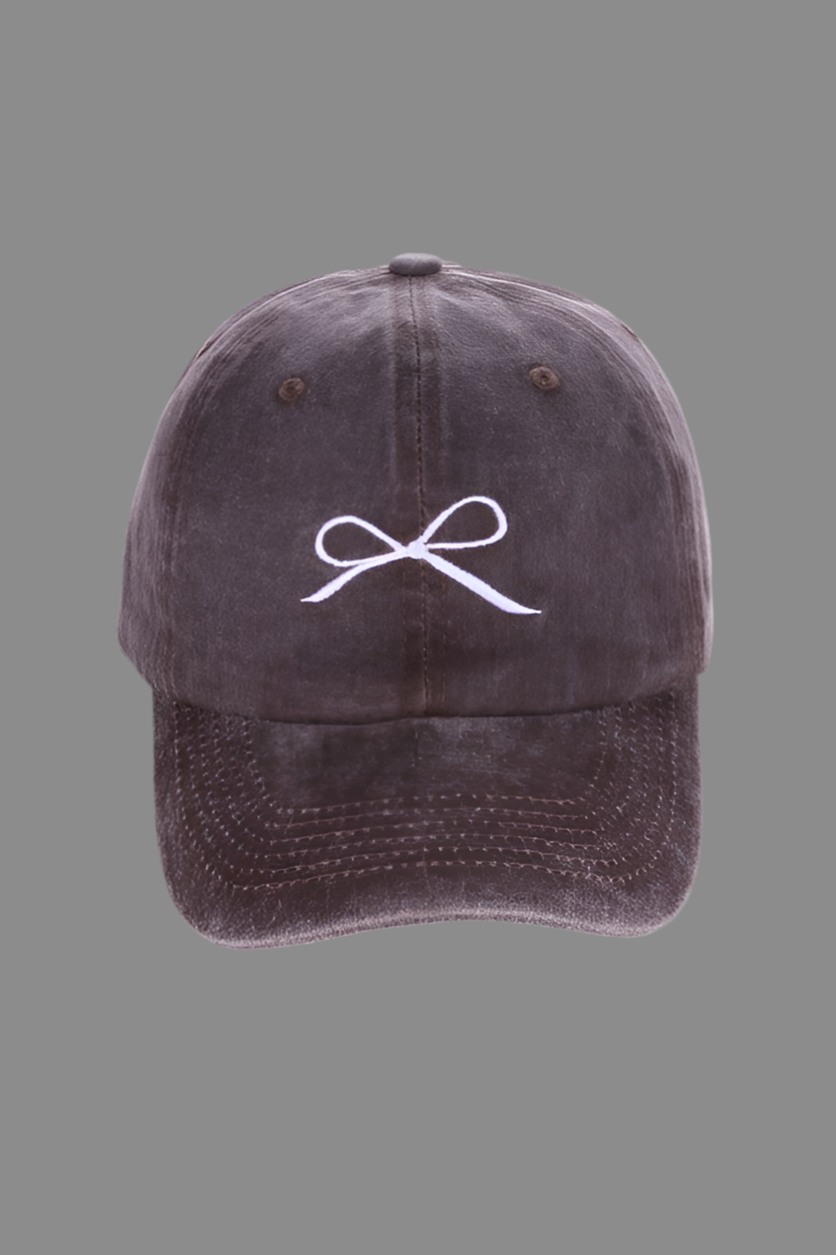 Ribbon Washed Cotton Baseball Cap- More Colors