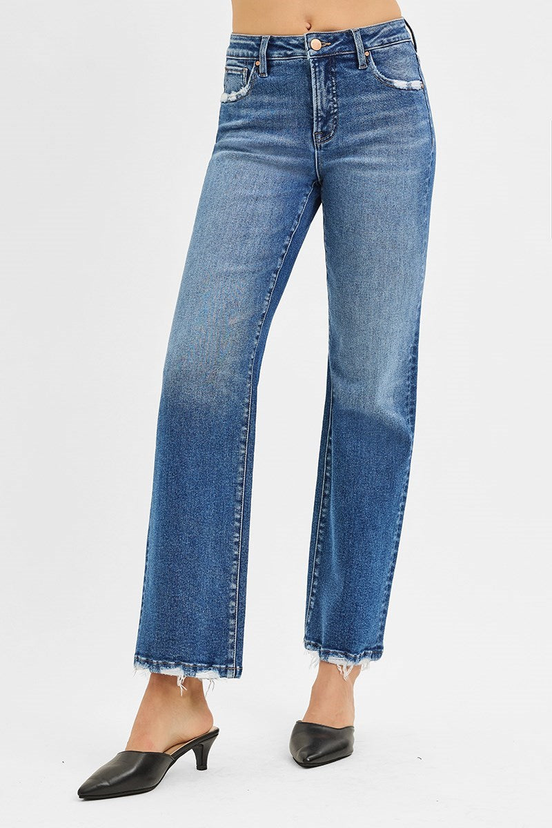 Risen Tummy Control Distressed ankle and pocket Jean