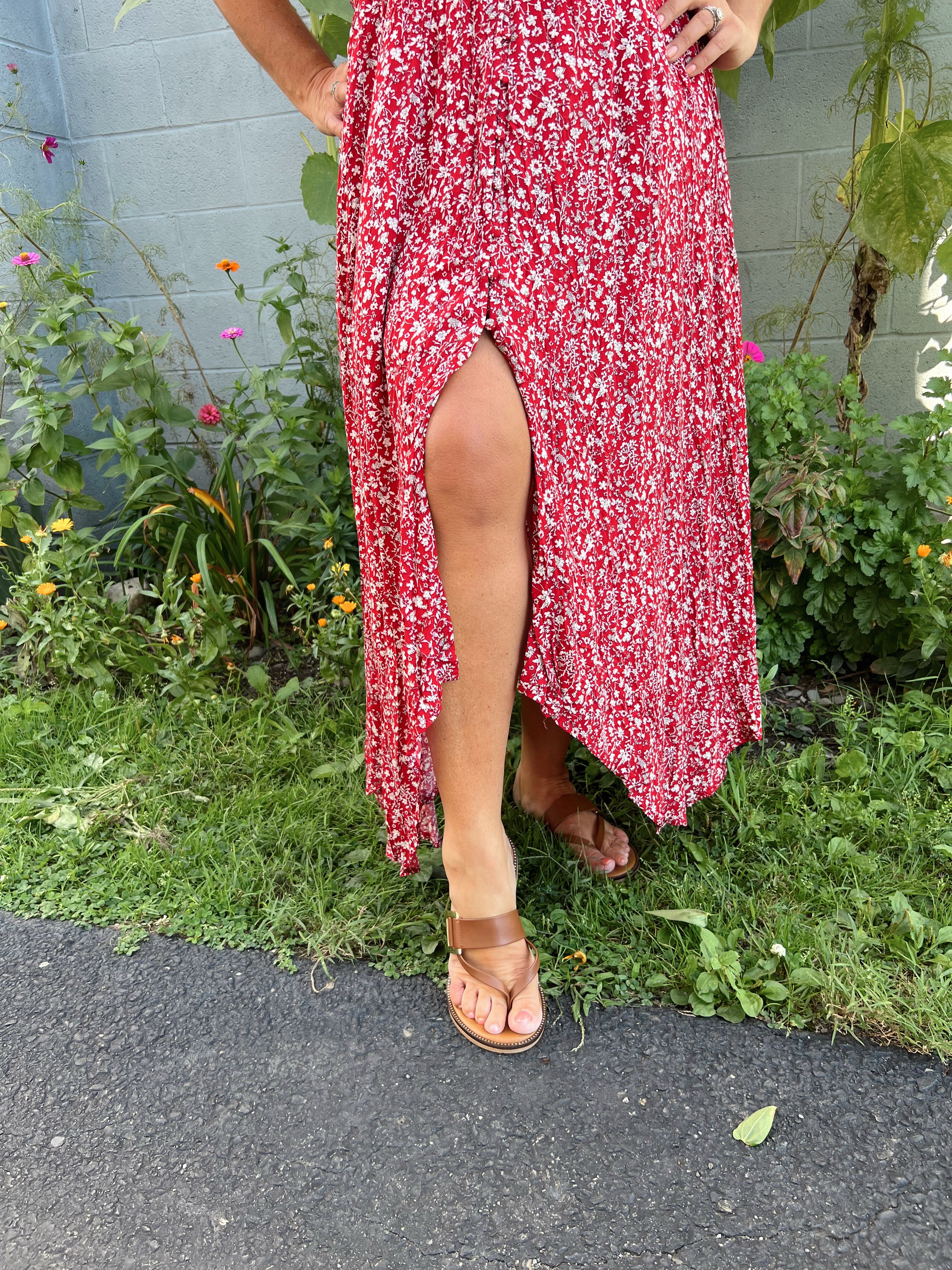 Curvy Red Floral Dress