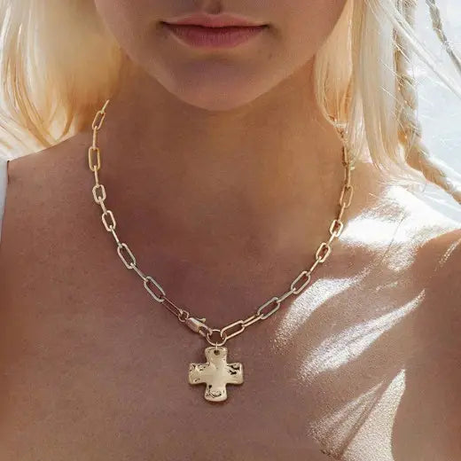 Notable Hammered Cross Necklace
