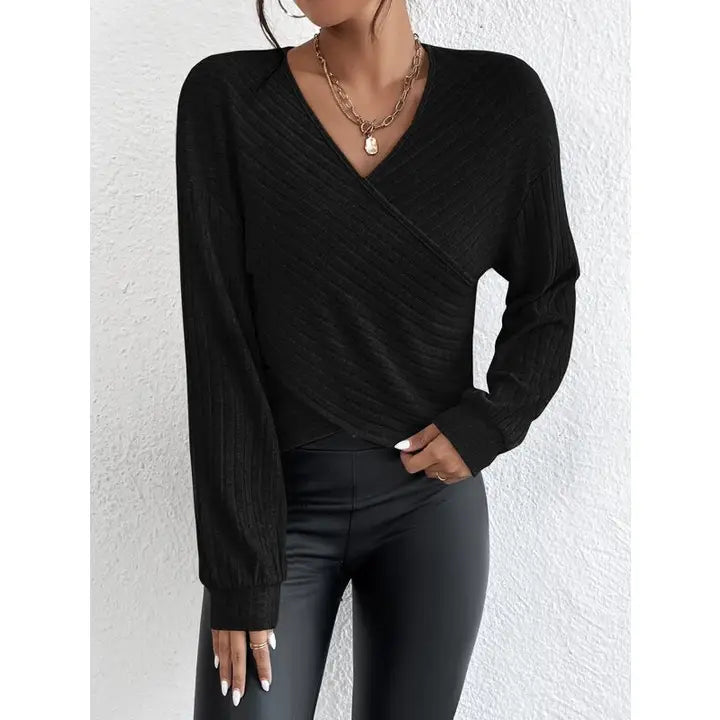 V Neck Cross Blouse/ More Colors