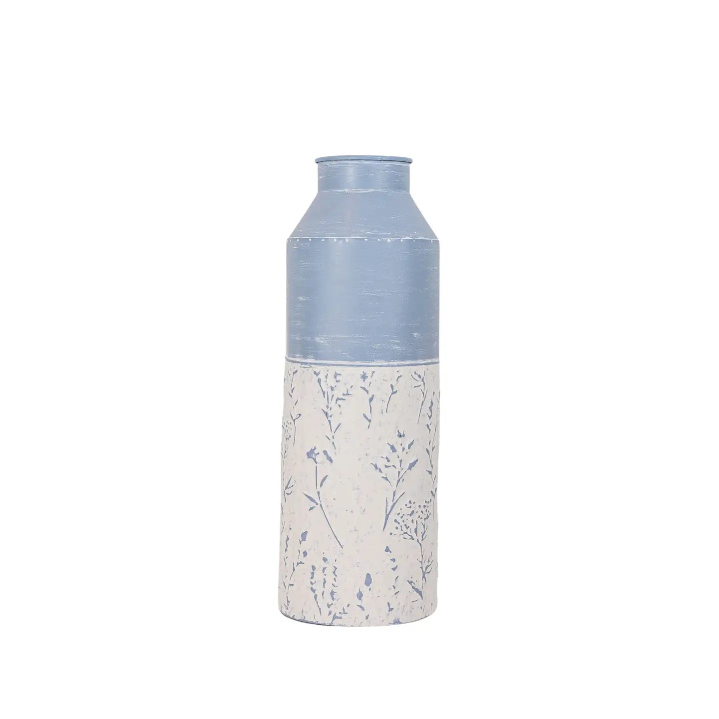 Blue Floral Metal Vase