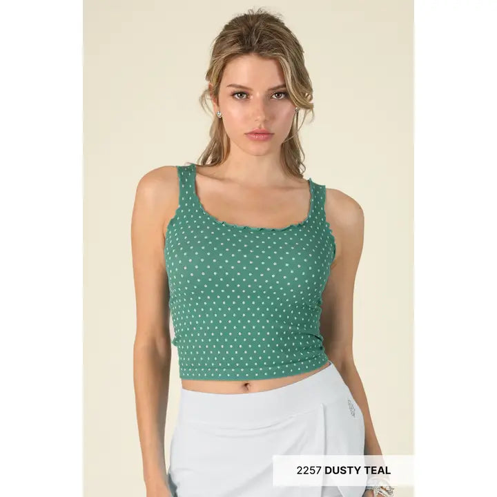 Polka Dot Edge Crop Top/ More Colors