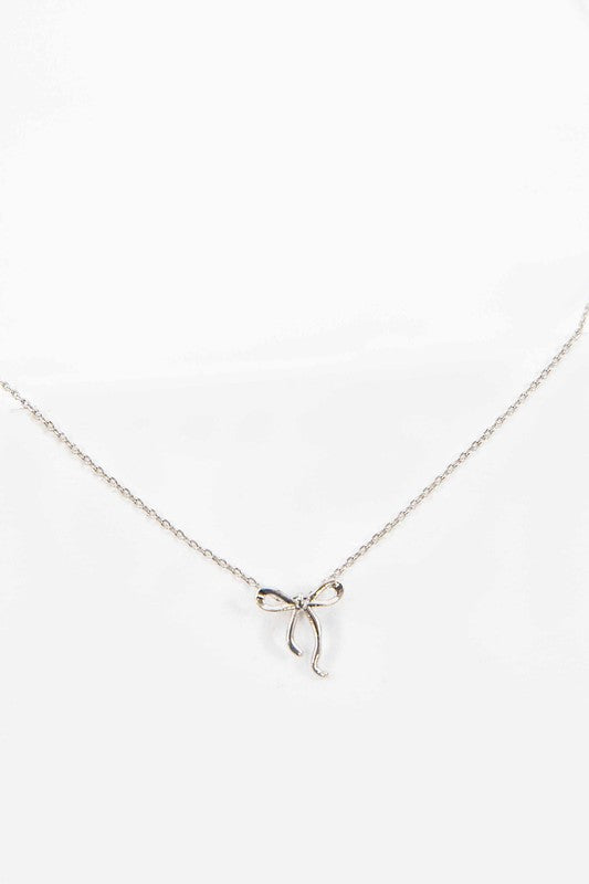 Curled Bow Charm Necklace