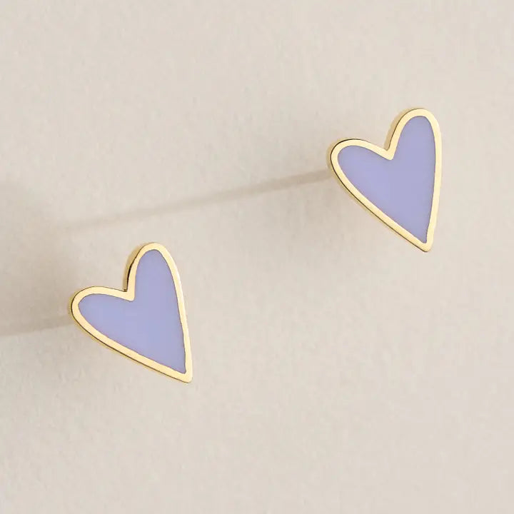 18K Gold Dipped Heart Stud Earrings/More Colors