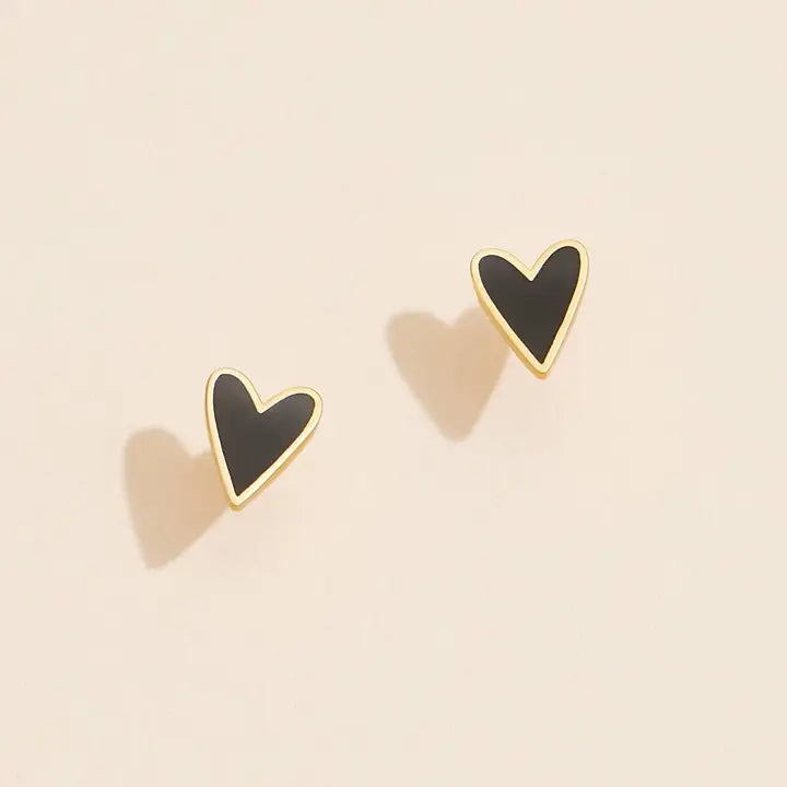 18K Gold Dipped Heart Stud Earrings/More Colors