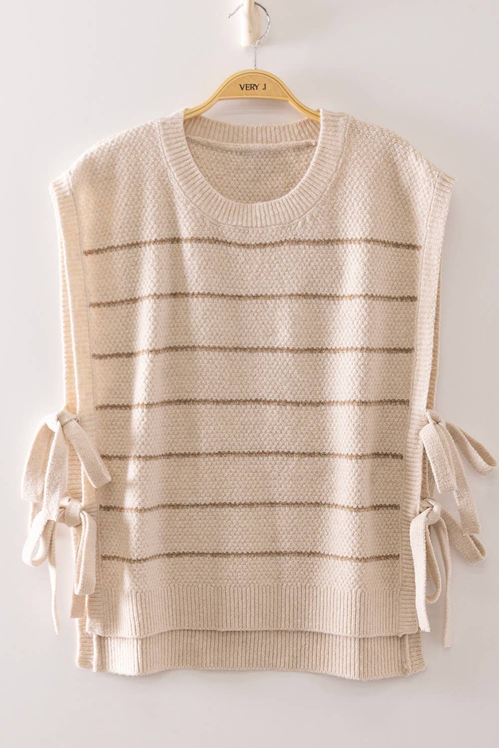 Striped Side Tie Knit Vest/ More Colors