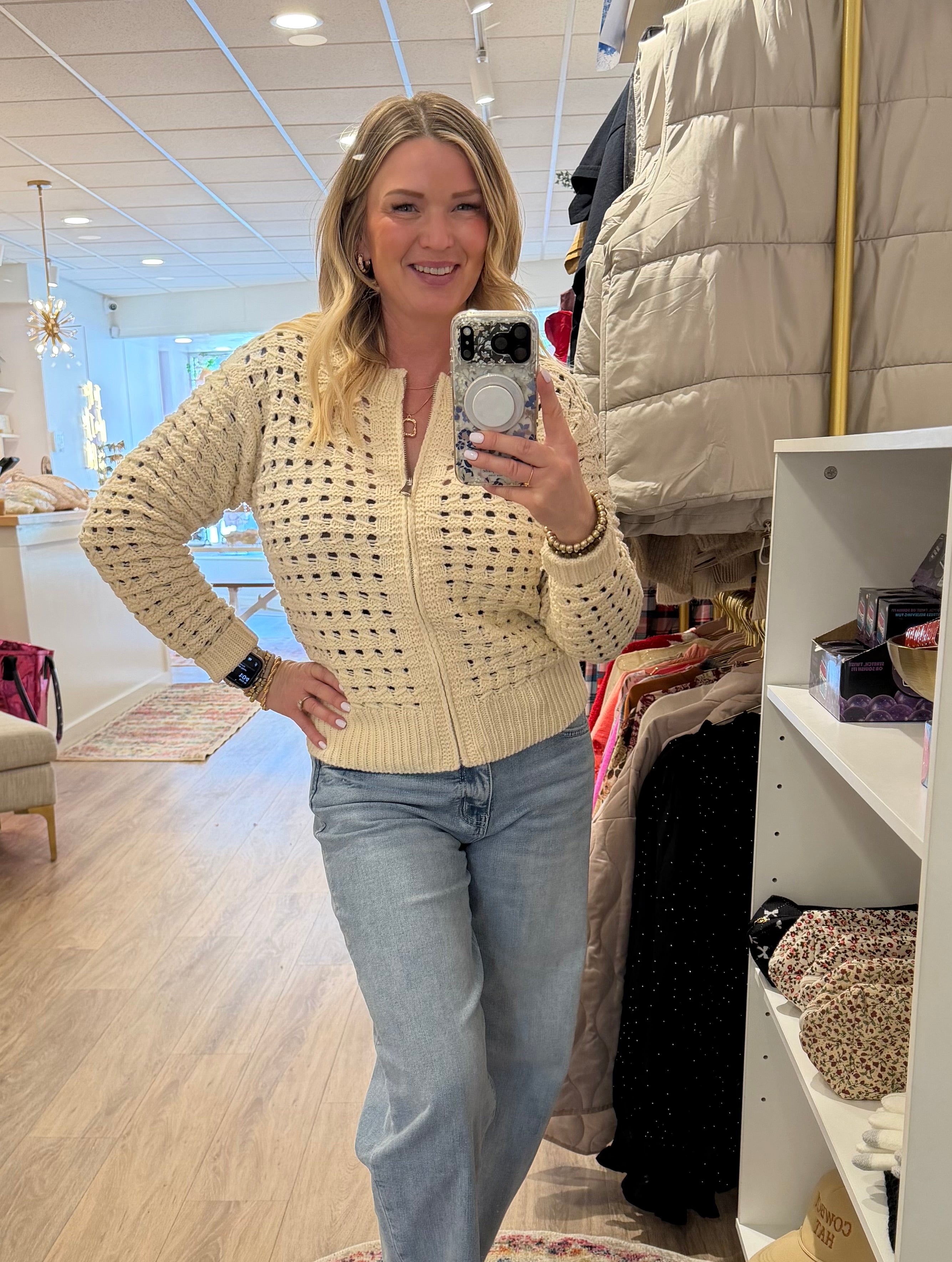 Hollowed Knit Cardigan