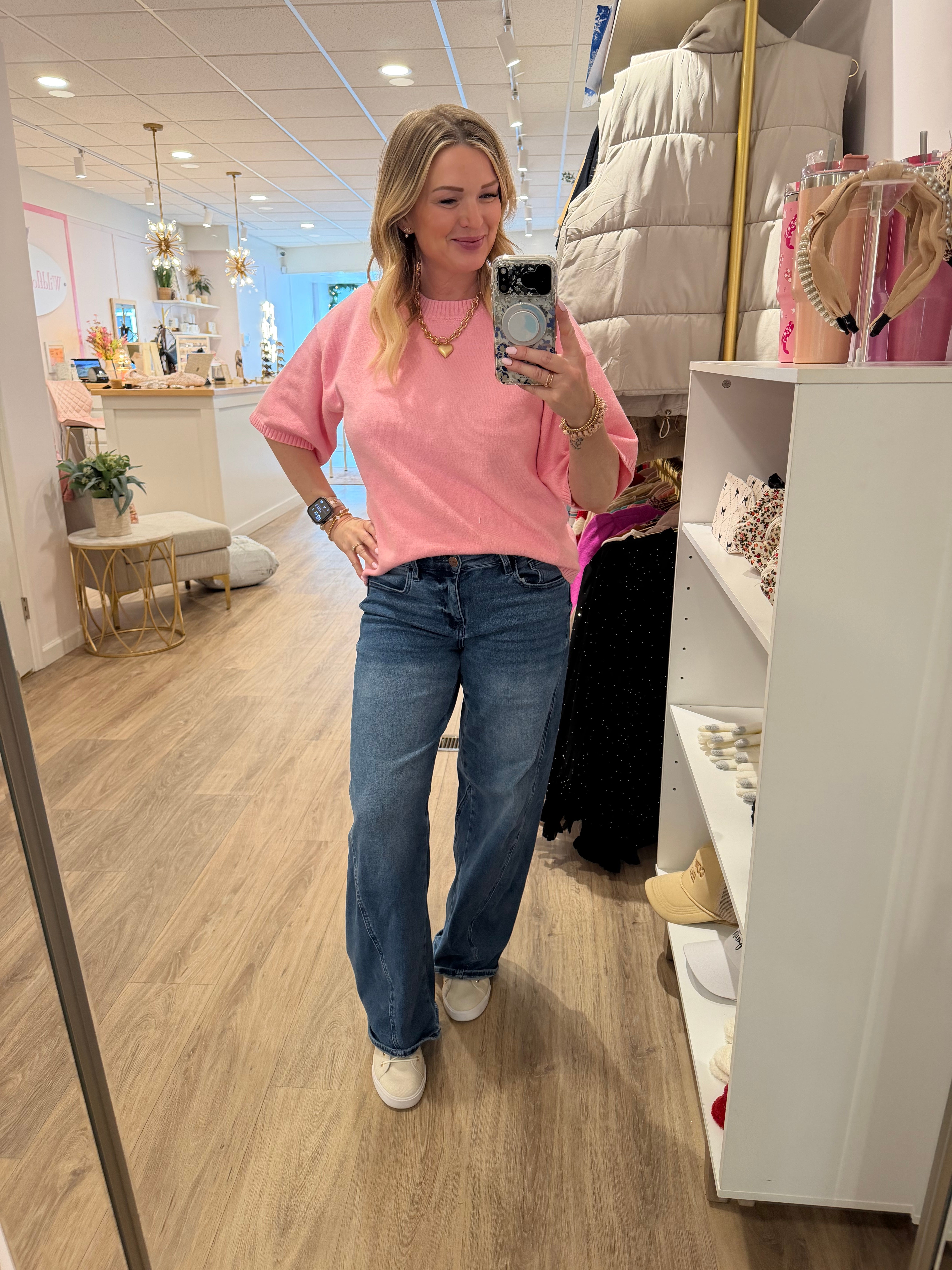 Spring Pink Sweater Top