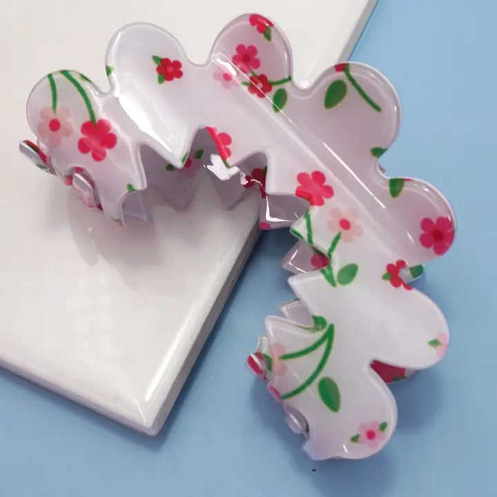 Half Moon Floral Claw Clip