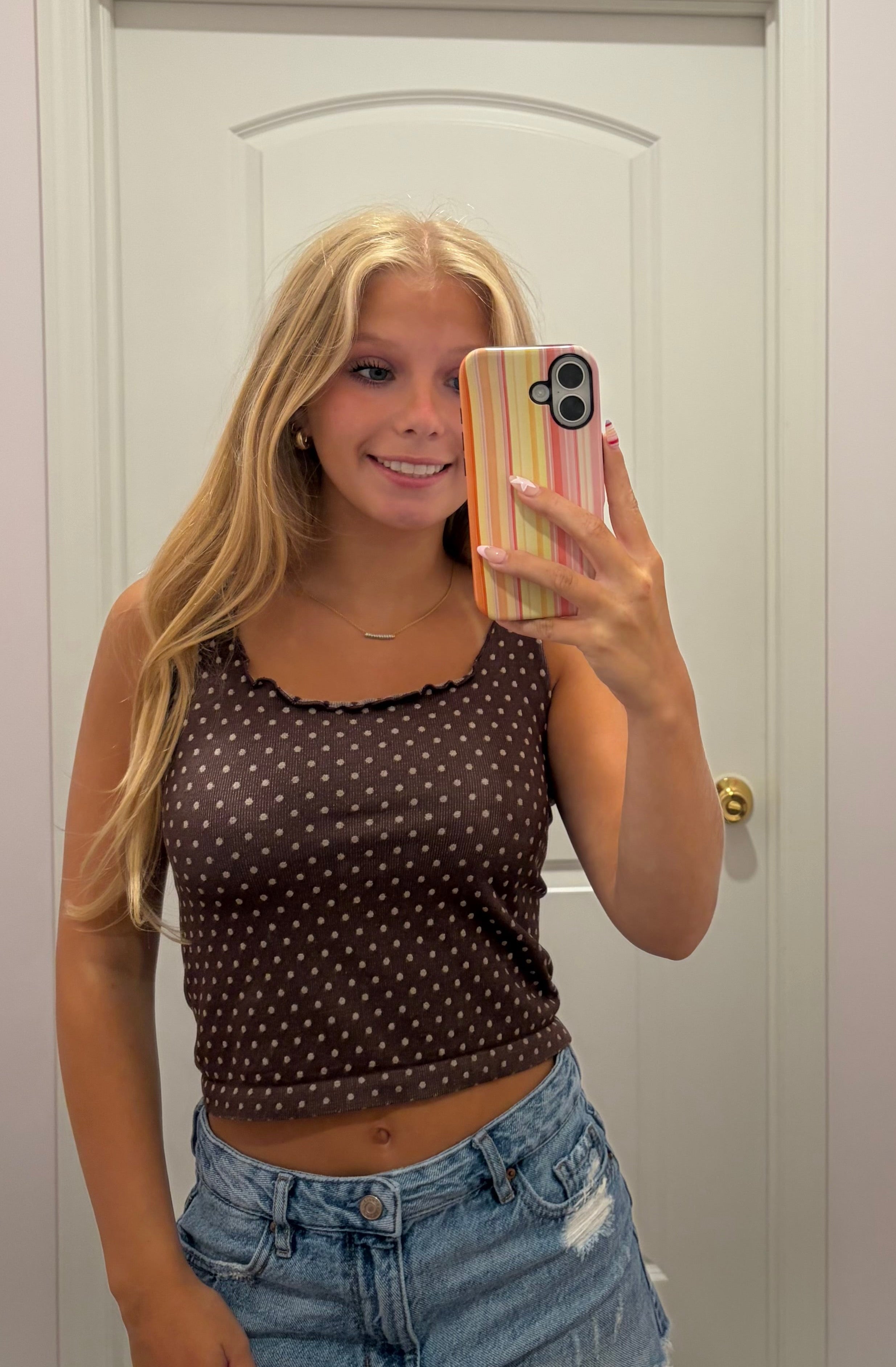 Polka Dot Edge Crop Top/ More Colors