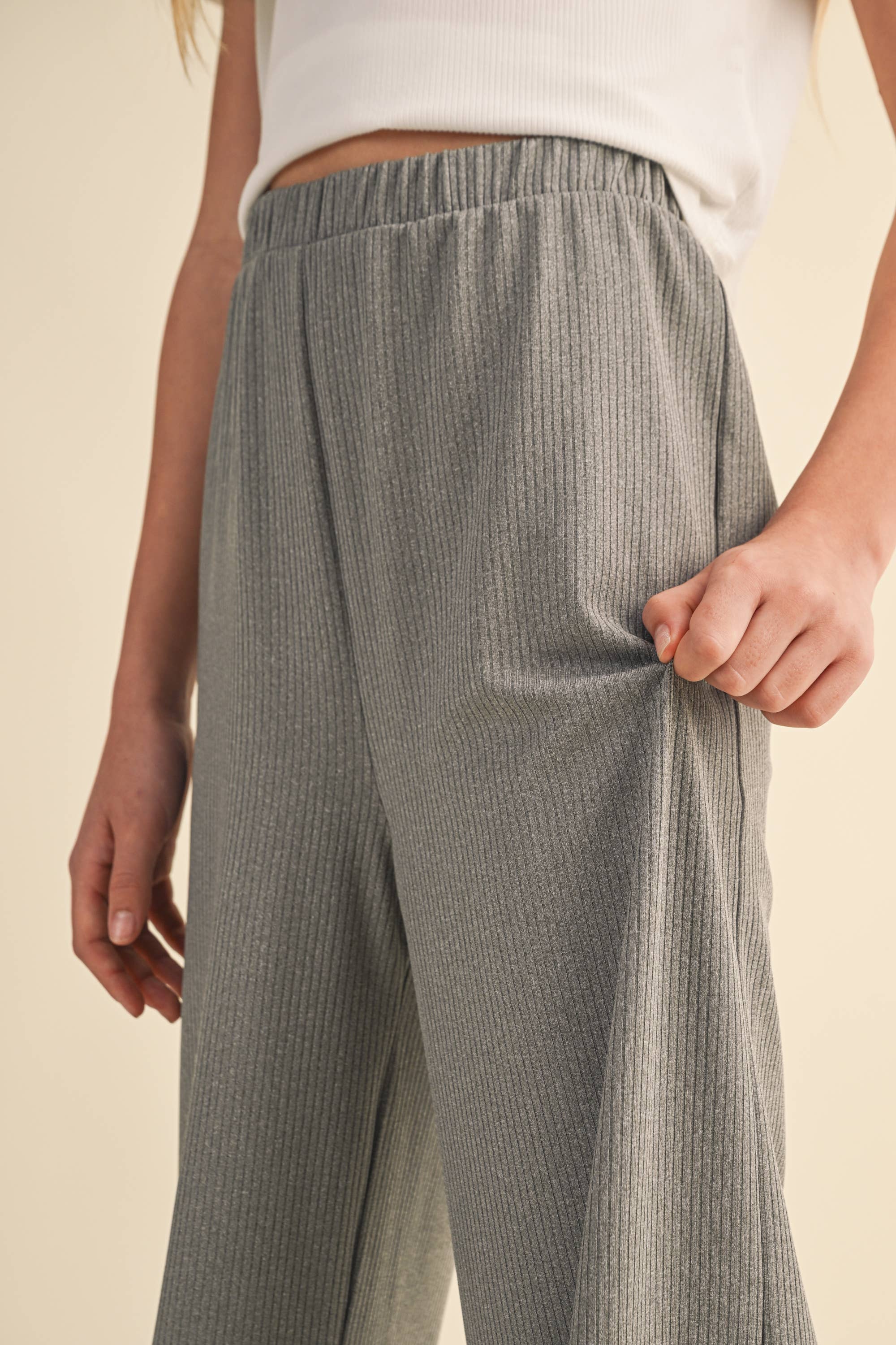 Tween kids Girls Wide Leg Pull on Rib Pant