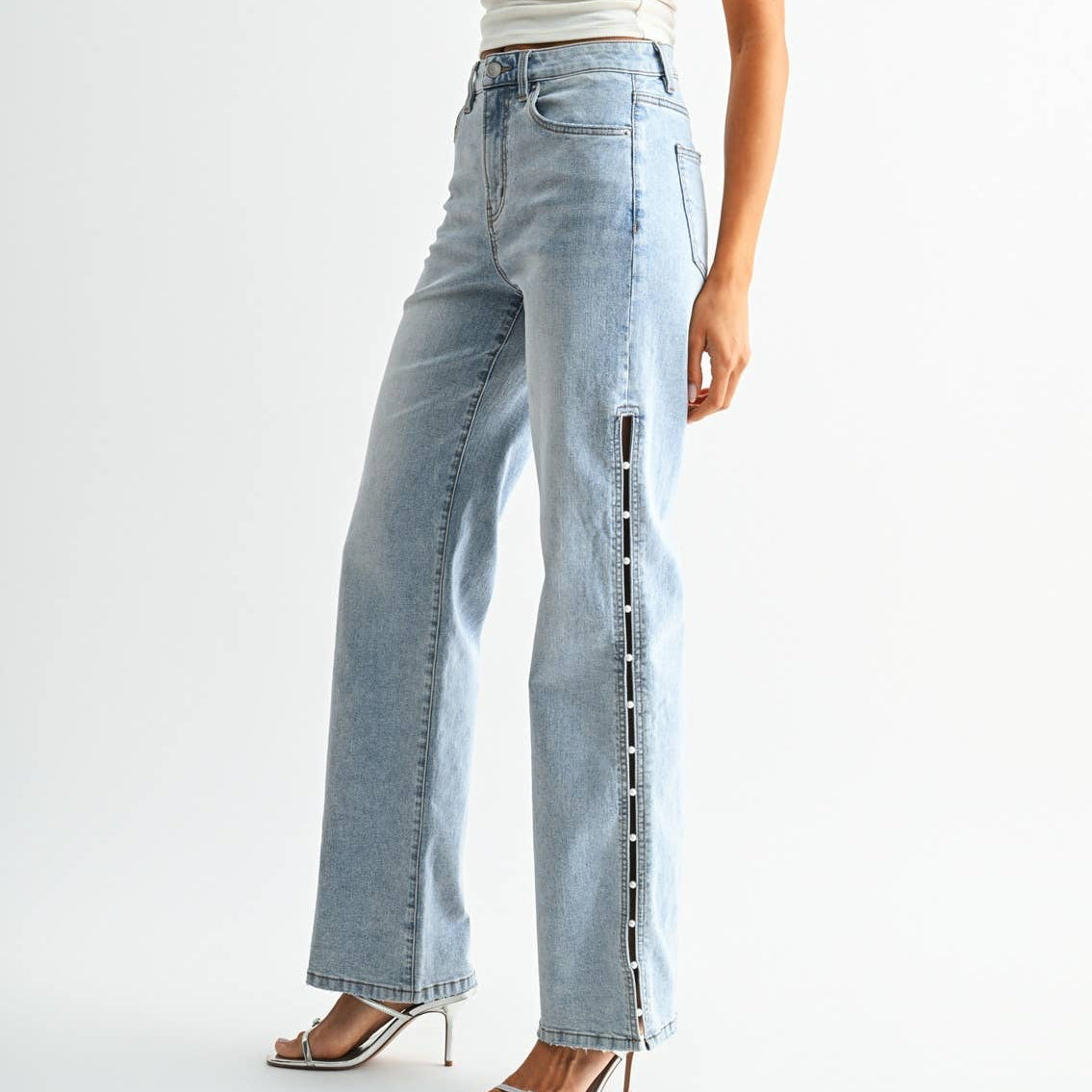 High-Rise Wide Embellished Side Panel