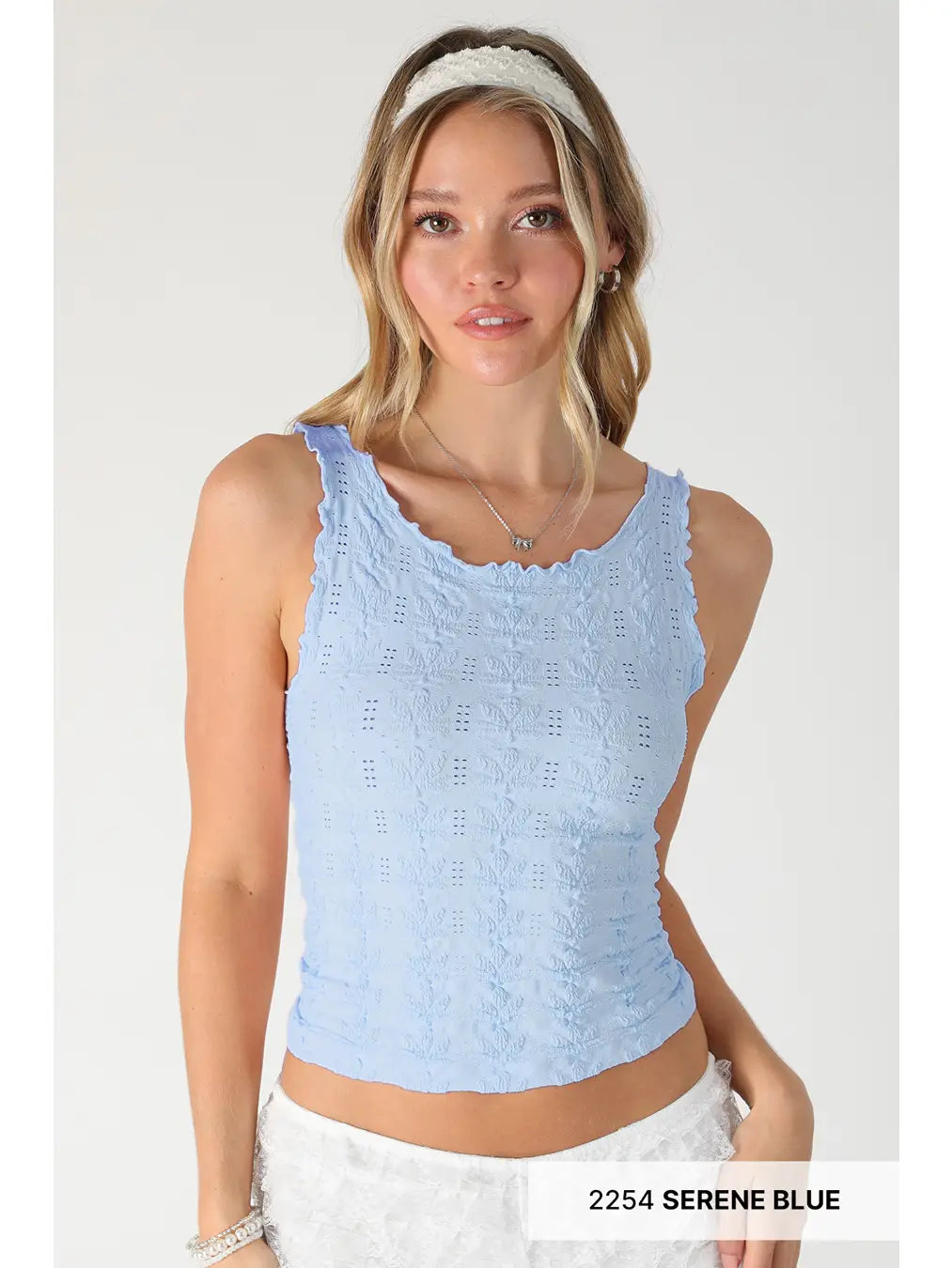 Serene Blue Floral Edge Top