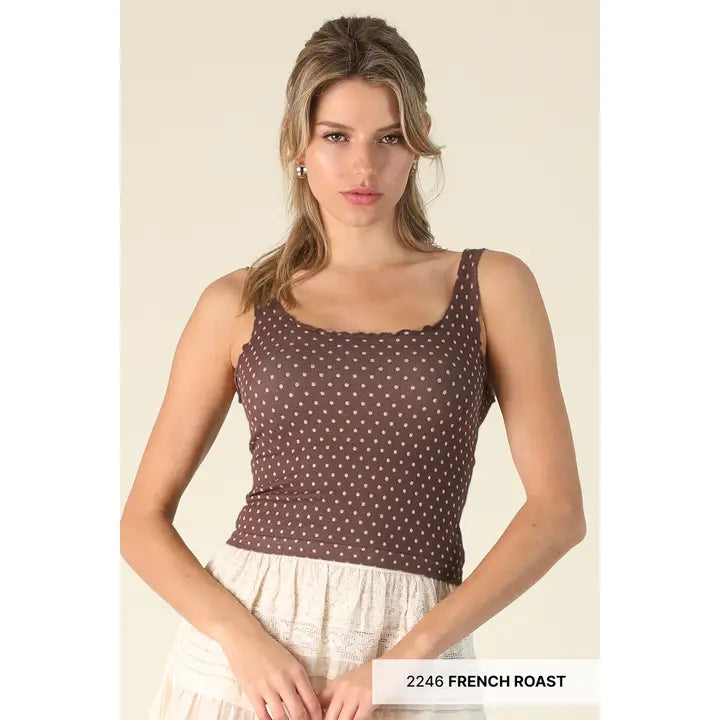 Polka Dot Edge Crop Top/ More Colors