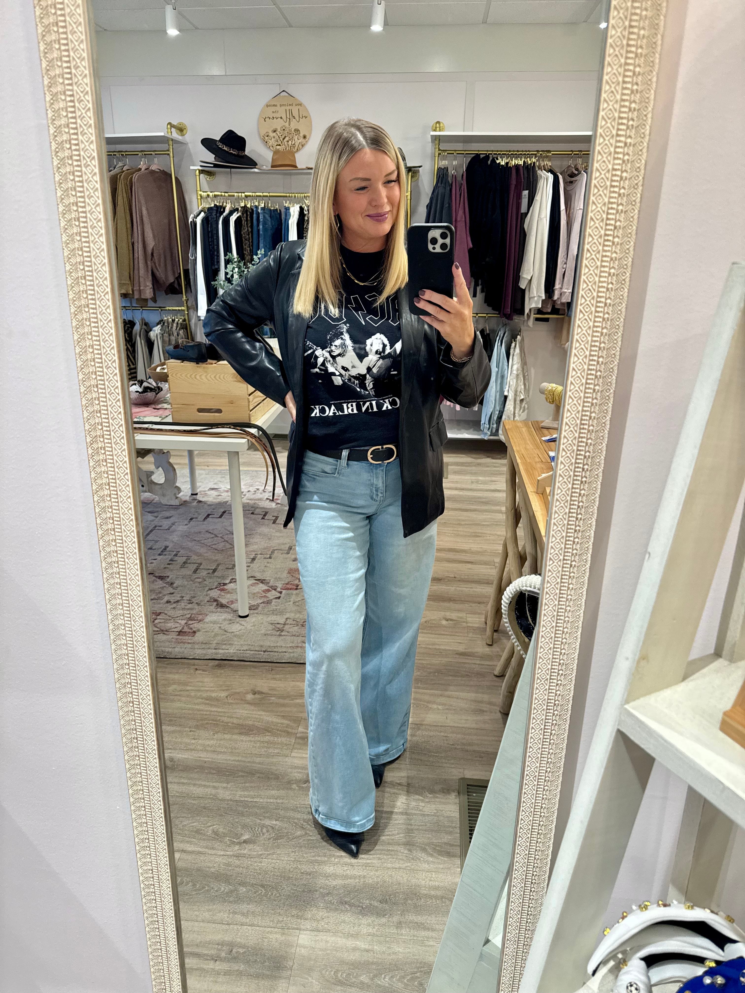 Sleek Edgy Faux Leather Blazer