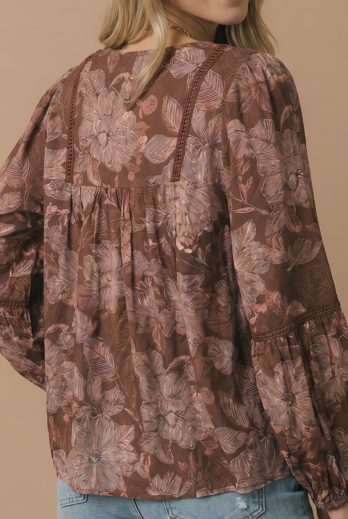 Floral Crochet Trim Babydoll Blouse