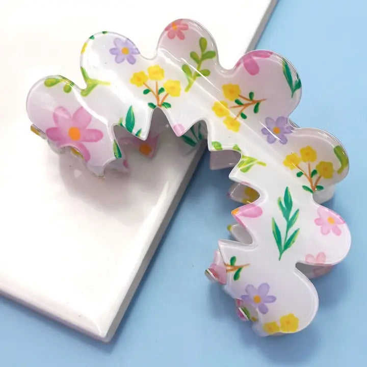 Half Moon Floral Claw Clip