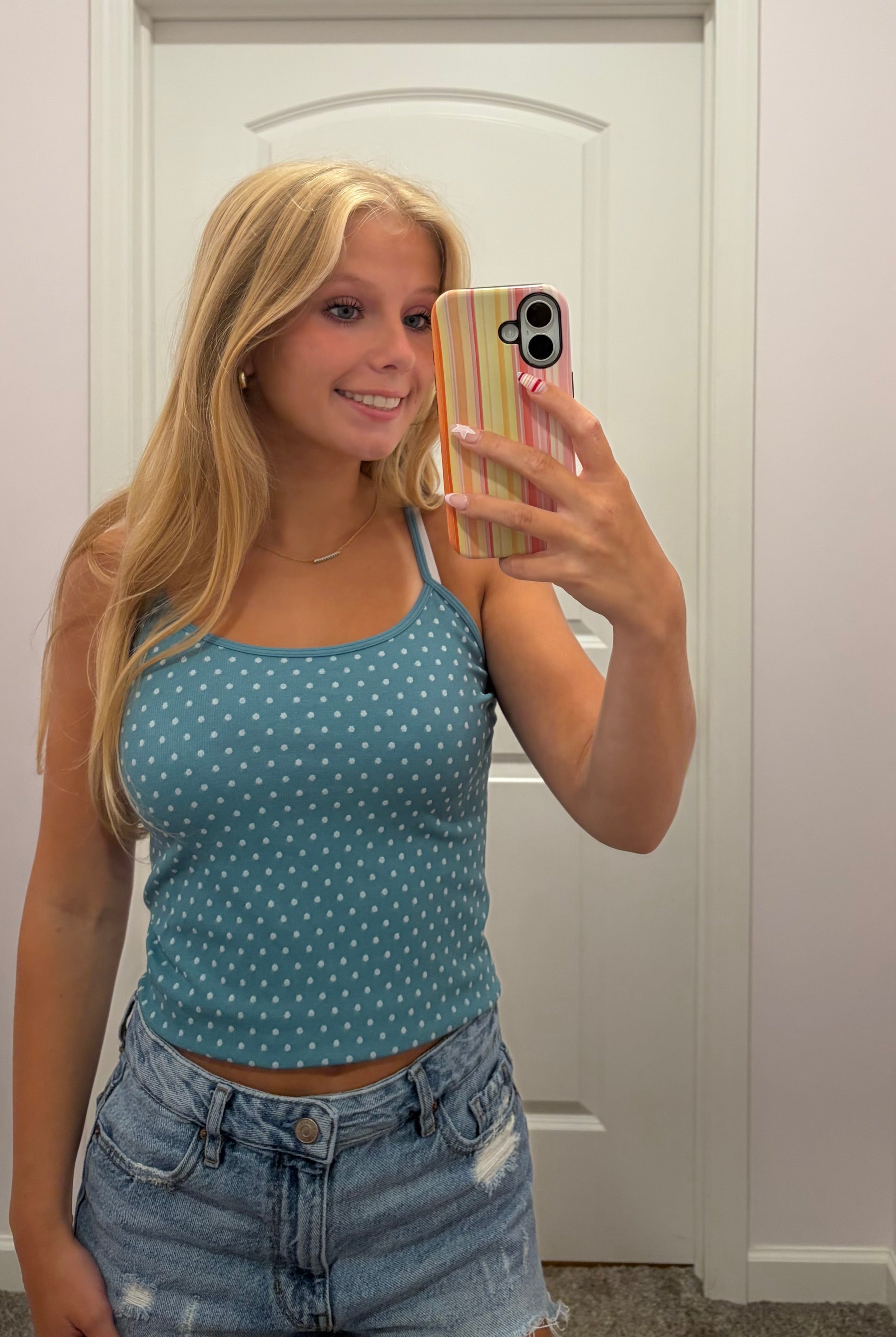 White Polka Dot Strap Cami/ More Colors
