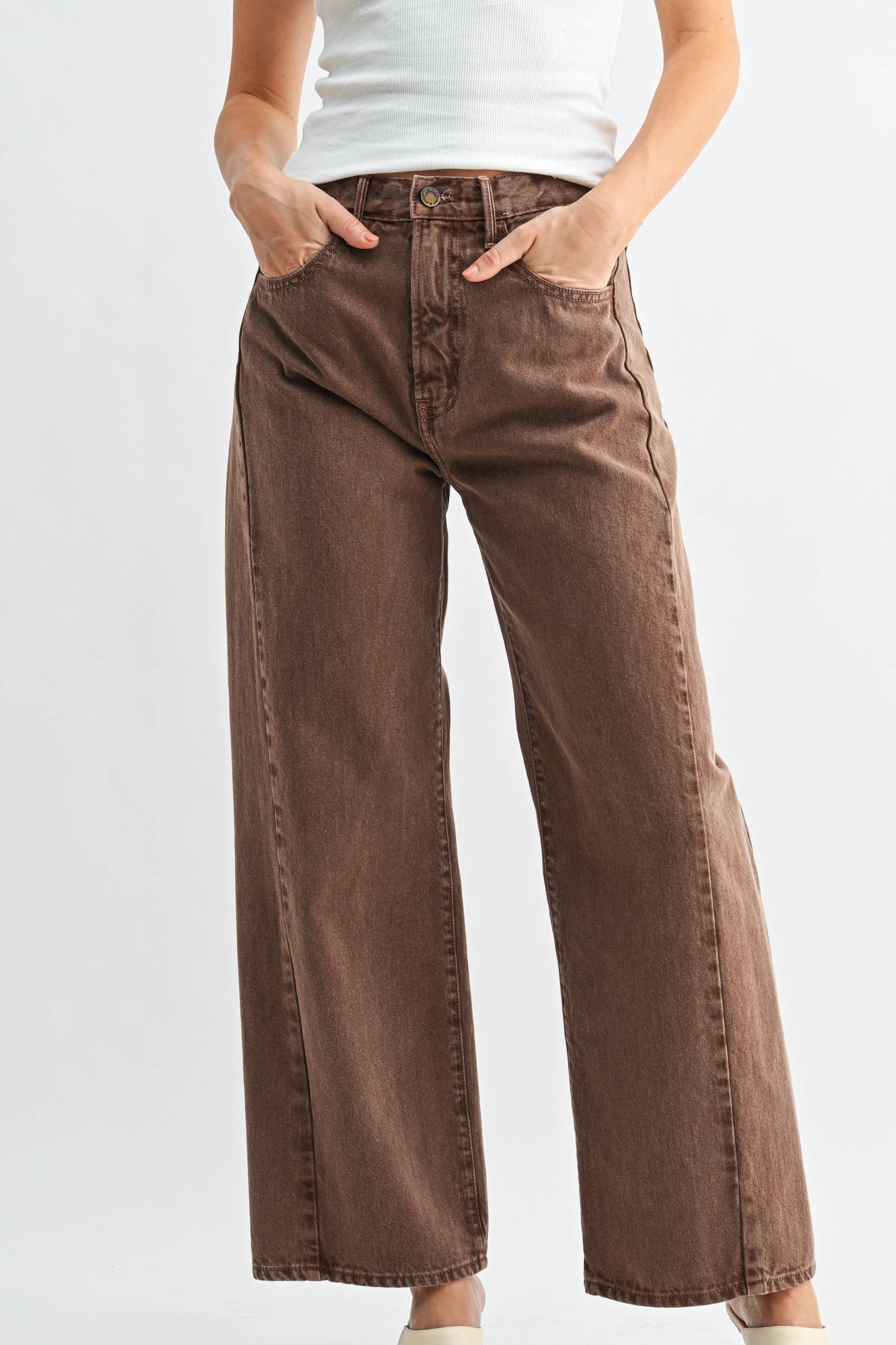 High Rise  Barrel Jean - Vintage Brown