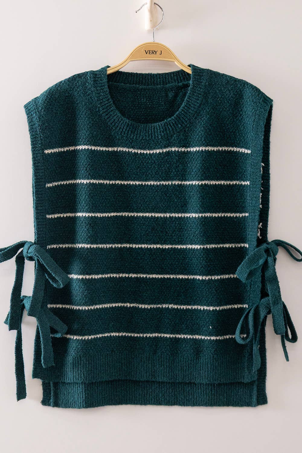 Striped Side Tie Knit Vest/ More Colors