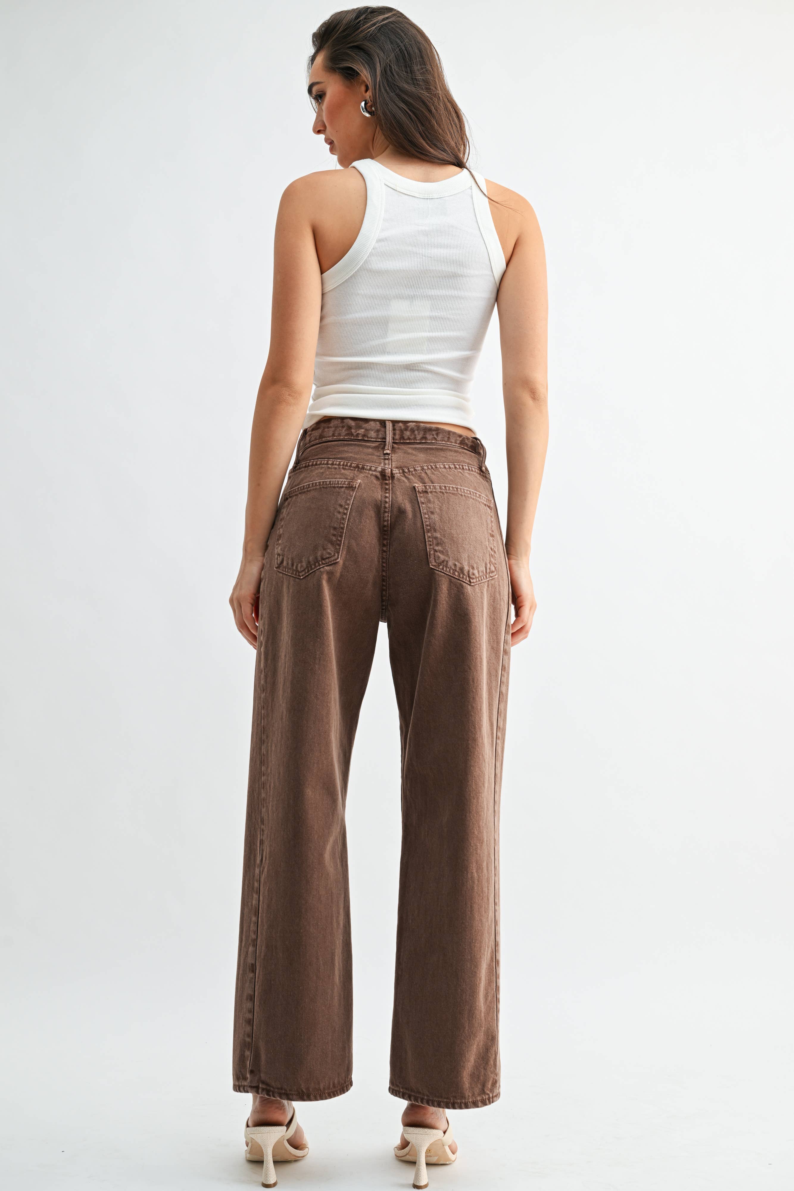 High Rise  Barrel Jean - Vintage Brown