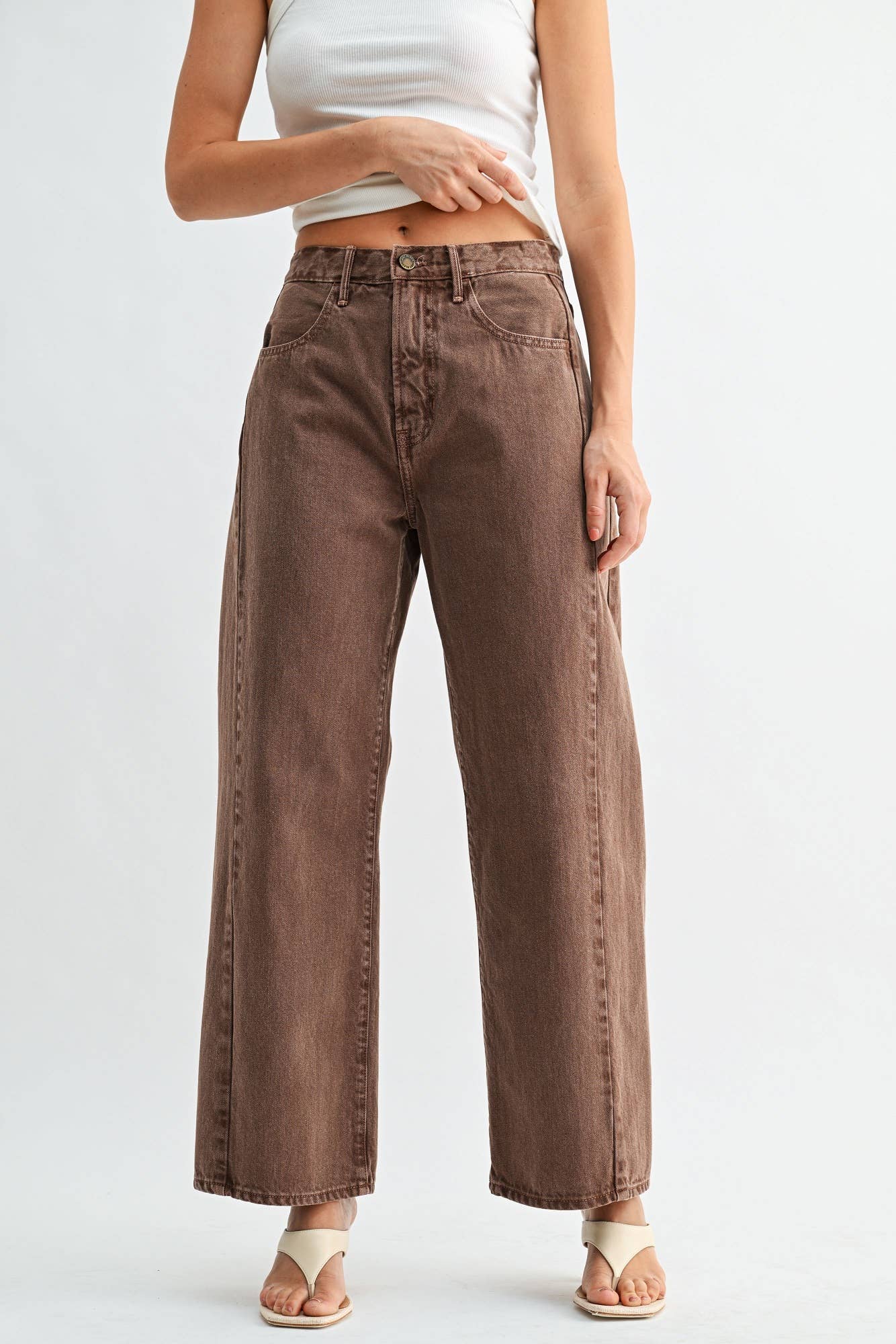 High Rise  Barrel Jean - Vintage Brown