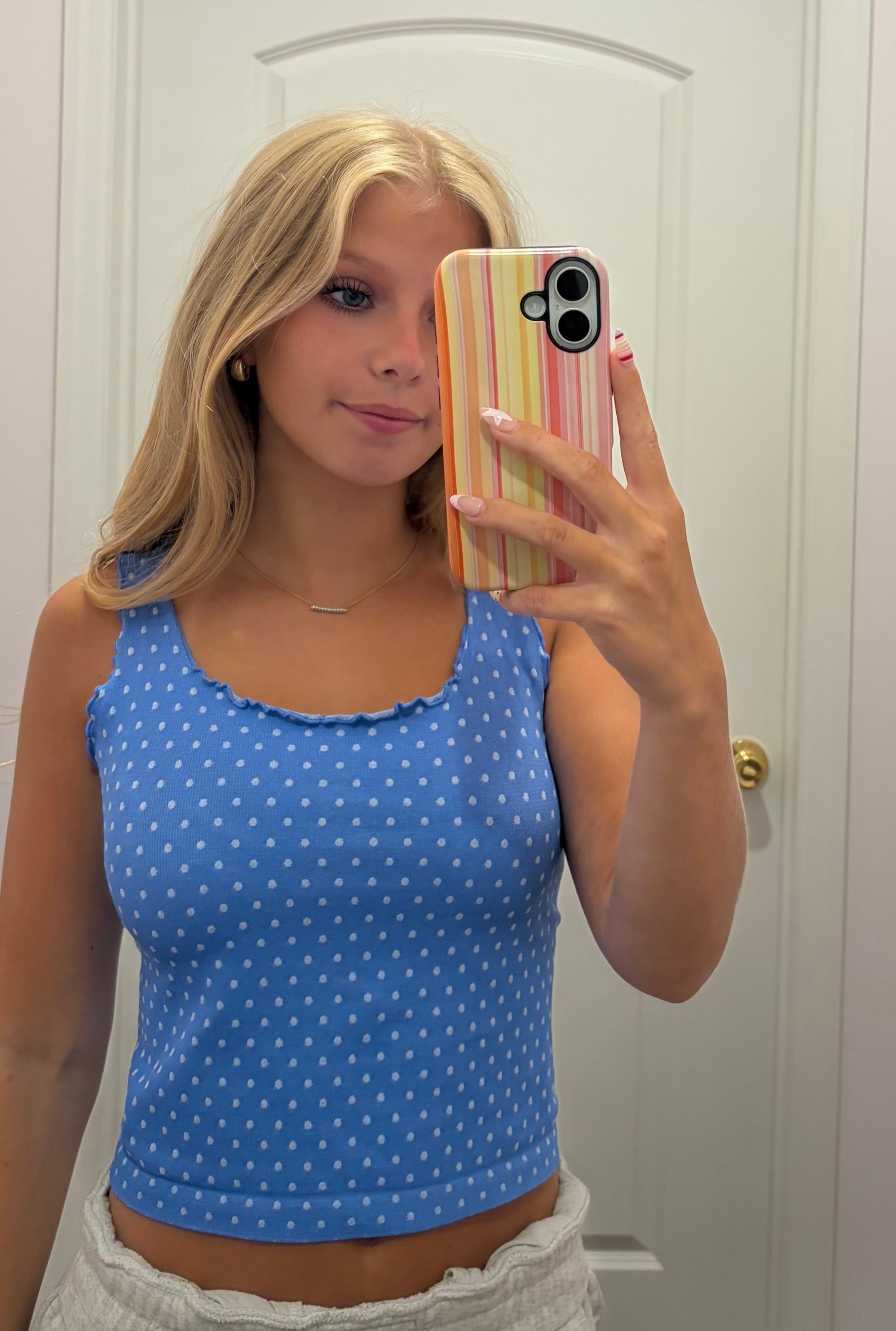 Polka Dot Edge Crop Top/ More Colors