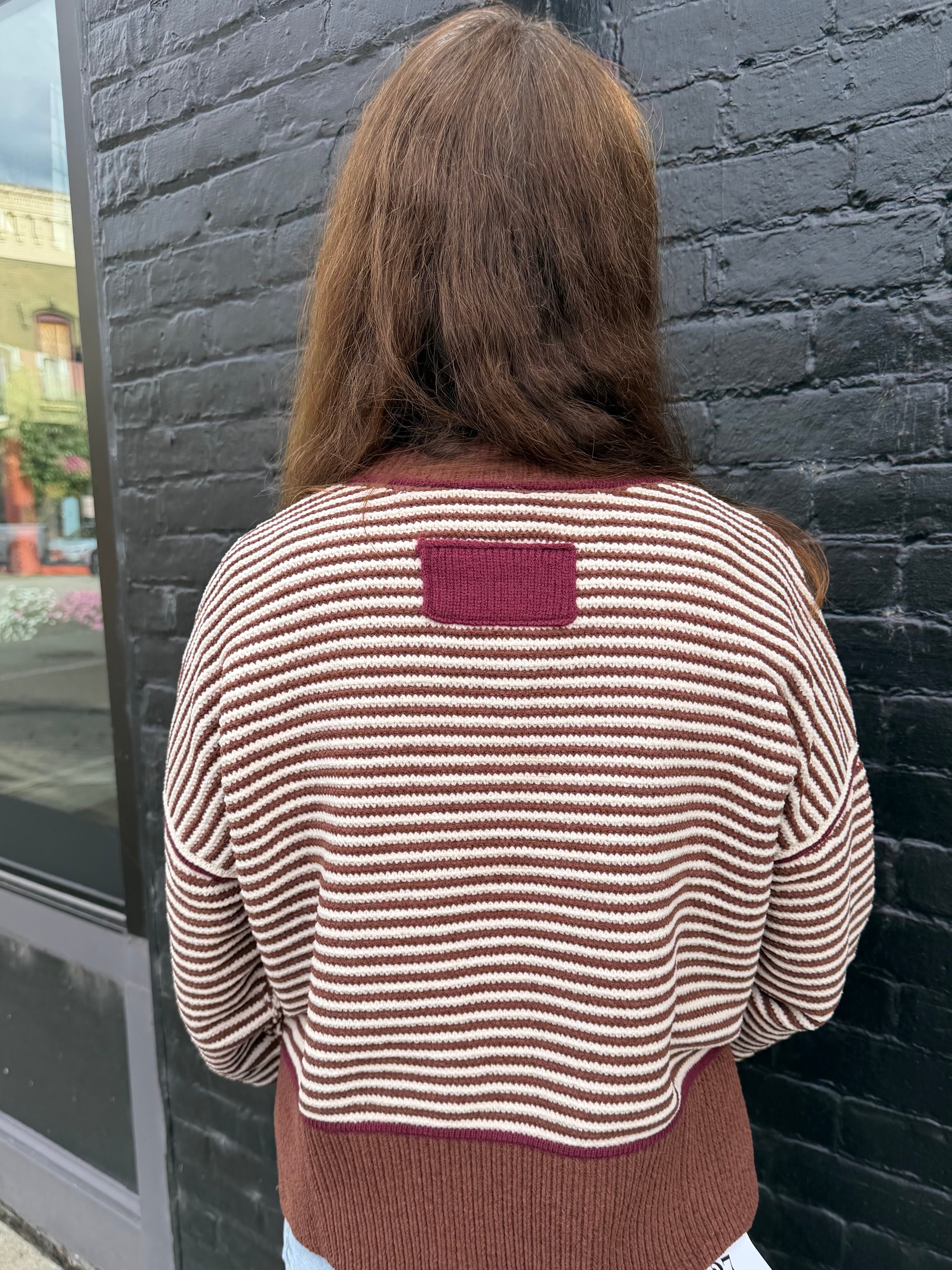 Contrast Trim Stripe Knit Sweater/ More colors
