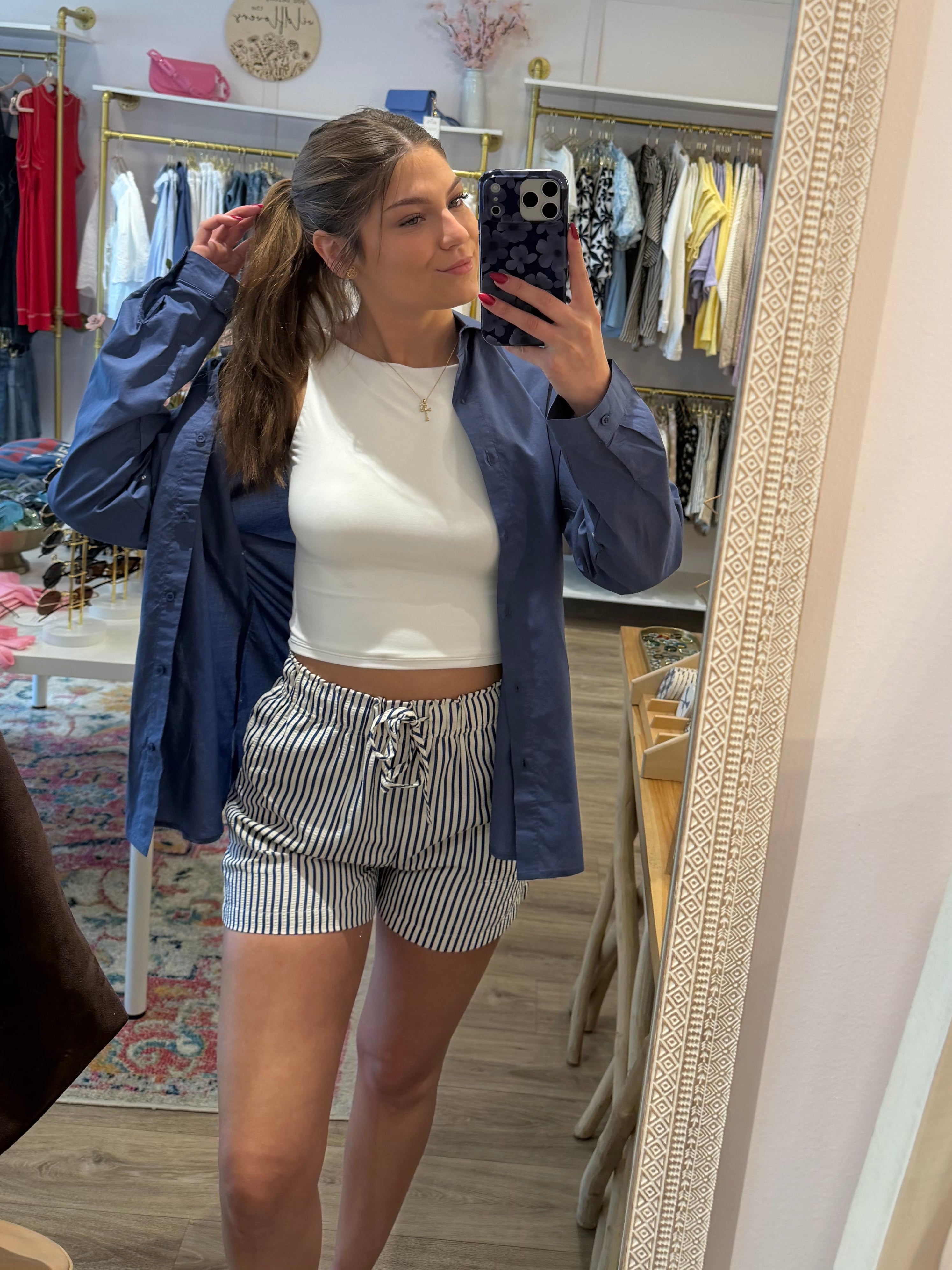 Lightweight Striped Paper Bag Shorts/ More Colors