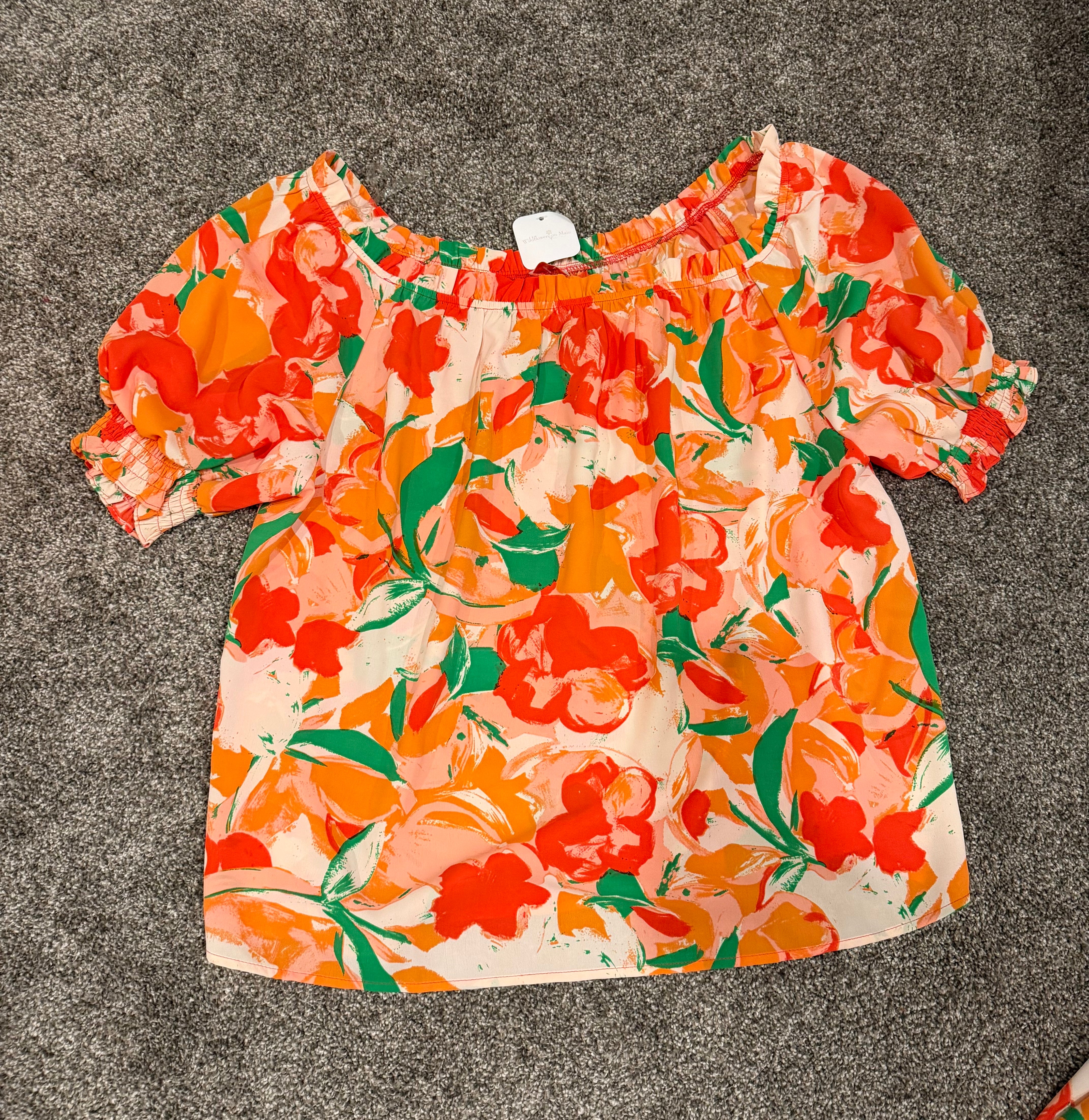 Curvy Aloha Off The Shoulder Top