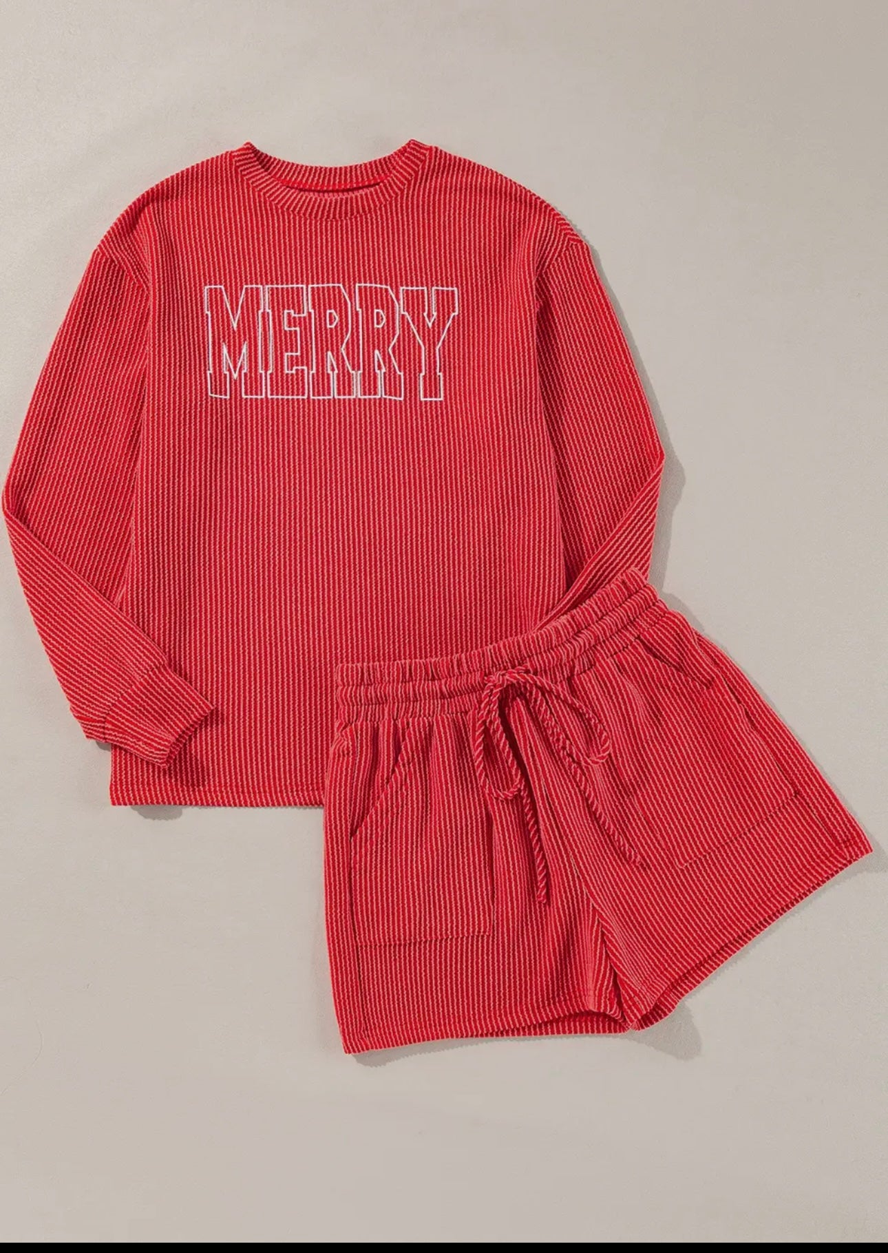 Merry Long Sleeve Top and Short Set/ More Colors