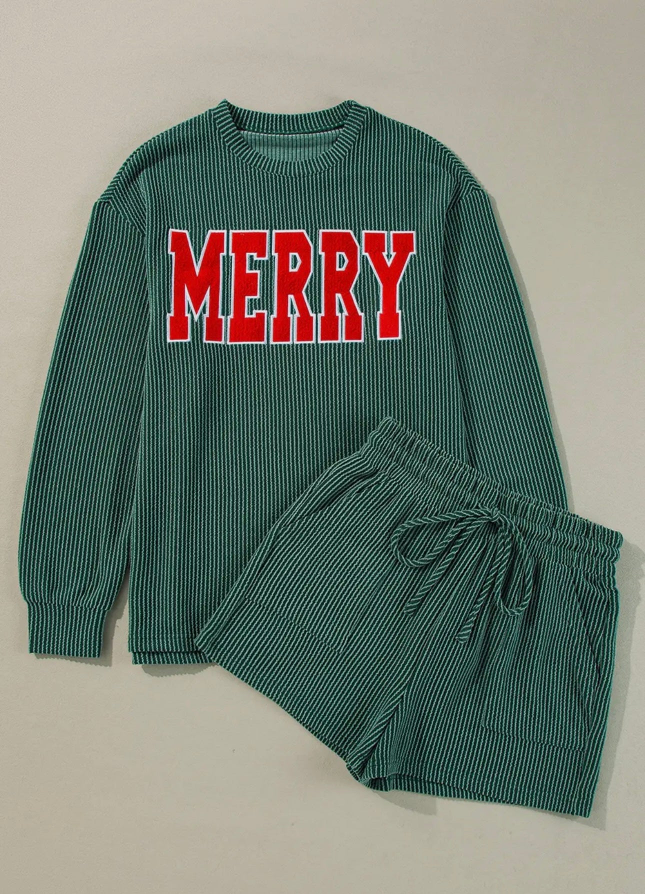 Merry Long Sleeve Top and Short Set/ More Colors