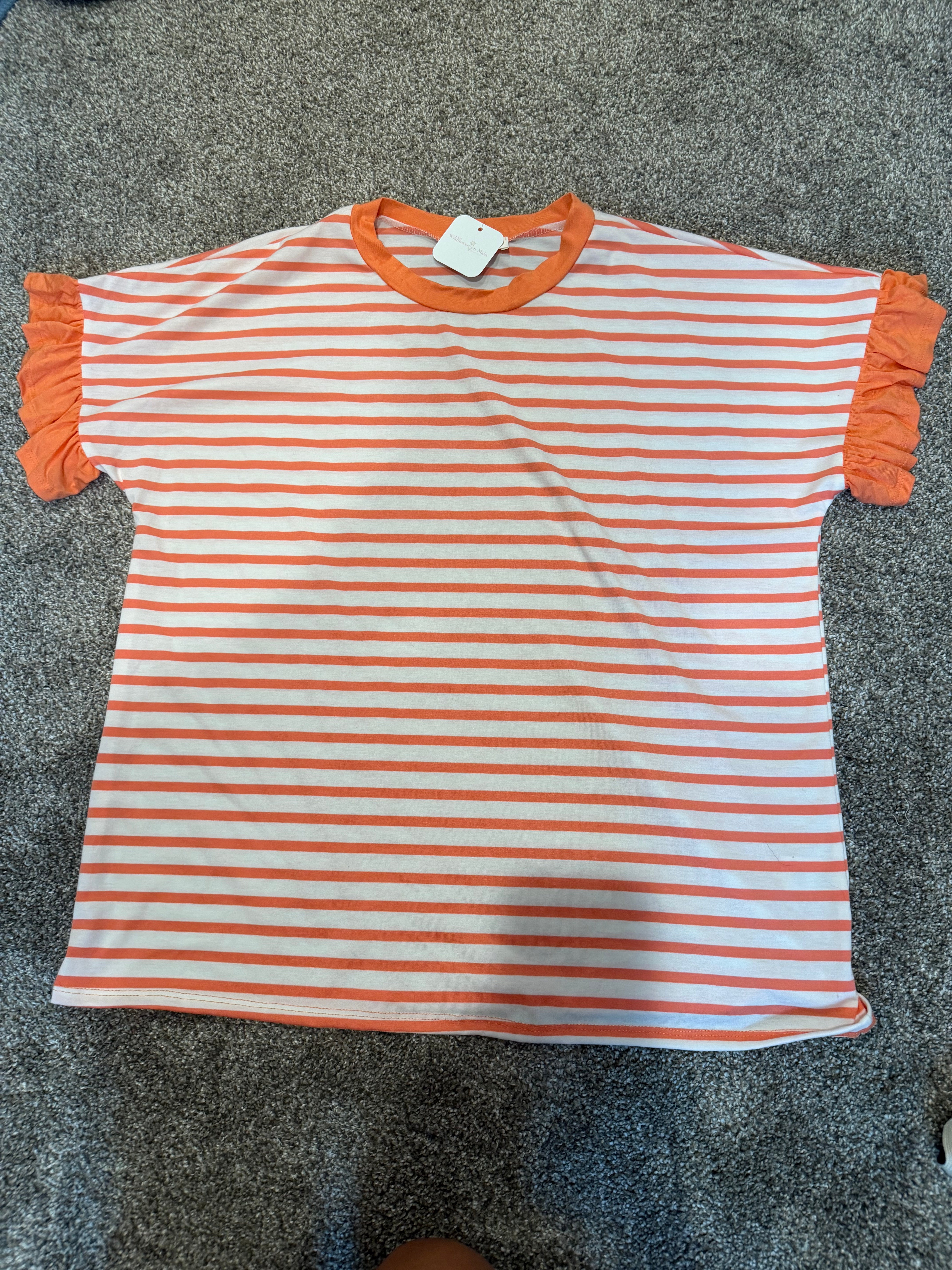 Cozy Stripe Ruffle Top/ More Colors
