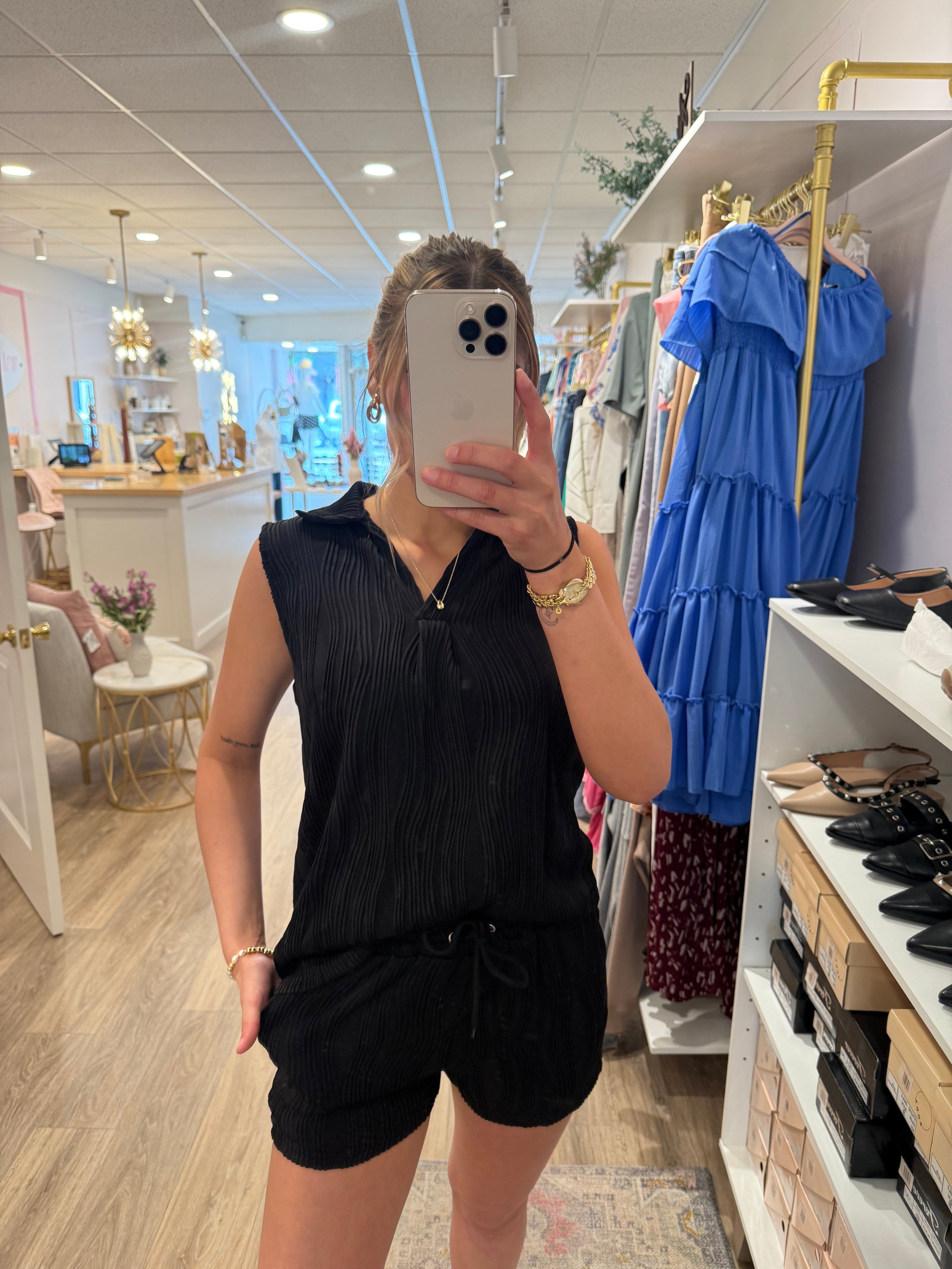 Black V-neck comfy set