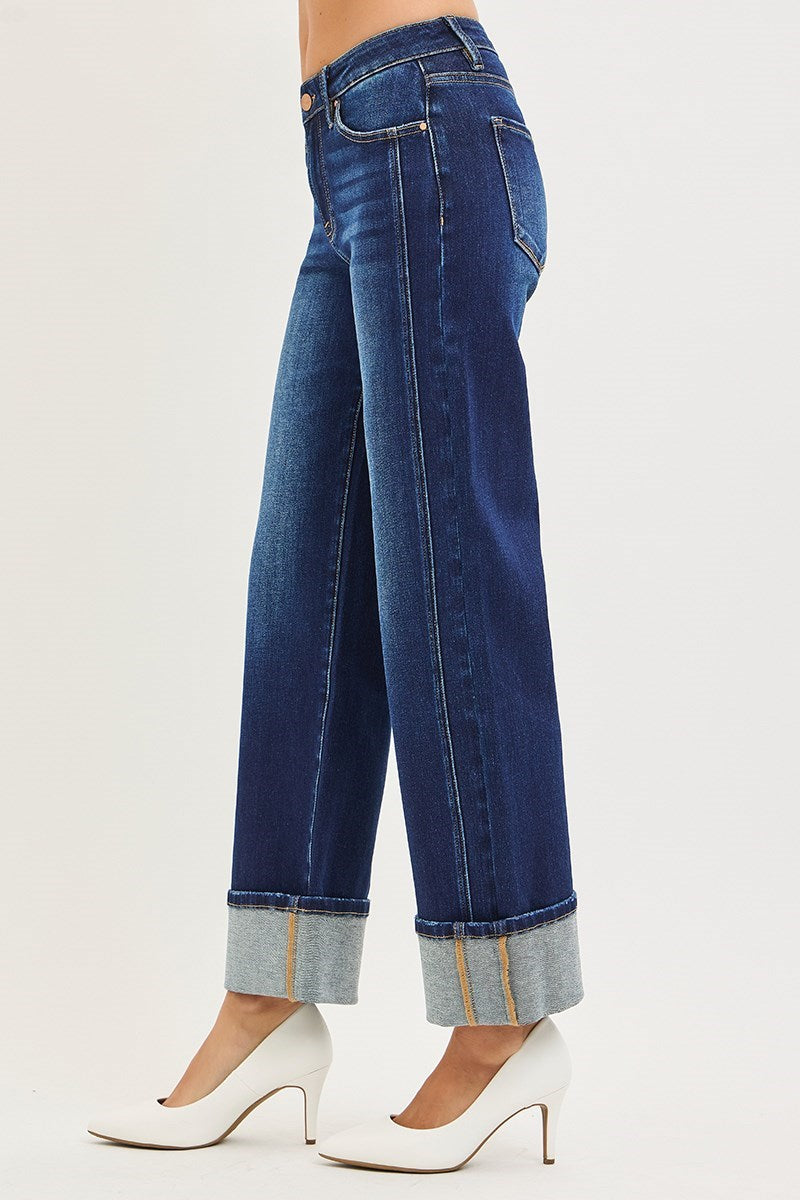 City line Ankle Straight Cuffed Denim Jeans